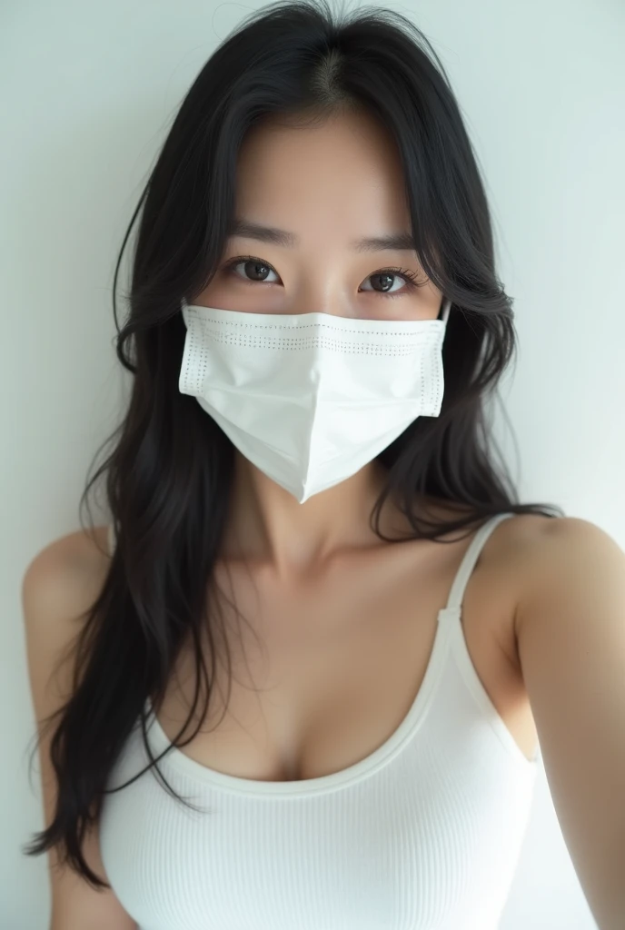 Wear a medical mask、mouth mask、face mask、Wearing red glasses、rubber glove、Black full-leg stockings、23years old、full-body-on bed、((top-quality、16k、masterpiece:1.3))、Beautiful woman with perfect body shape:1.4、Slender Abs:1.2、((longwavy hair))、((small tits:1.4))、((KPOP Idol:1.3))、((Shower water))、((Lingerie 1.5))、((浴室))、Highly detailed facial and skin texture、((the pose))、((魅惑的))、((spread legswide))、((Drenched body))