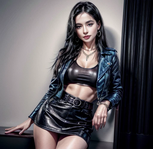 Magazine scanning,(MagazineCover:1.2),Cover text,The body text,(Goujade necklace:1.1),wlop,1girl,black glove,Black cardigan,Character requirements,explanation,耳Nipple Ring,Double V,jewelry,long whitr hair,Overlooking, Perfectly flowing hair, solo(RAW photo:1.2)，camel-toe，Hollow-out on，sweat leggs，White liquid， Smooth pink skin, shiny metallic glossy skin, Shiny, spread their legs，M-shaped legs，angry look，Irritated，white liquid all over body，Full body like，
