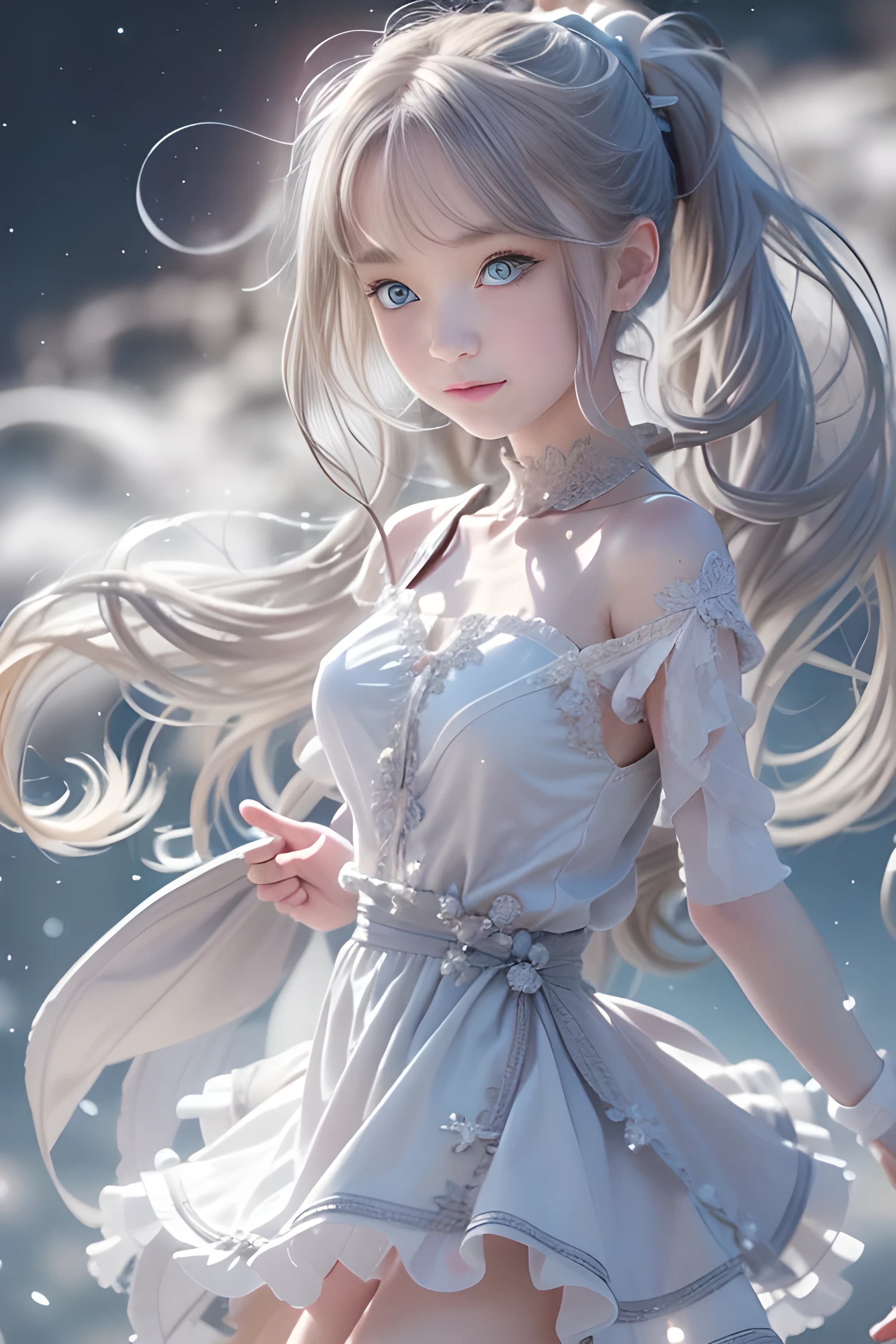 A close up of a woman with long hair and a dress - SeaArt AI