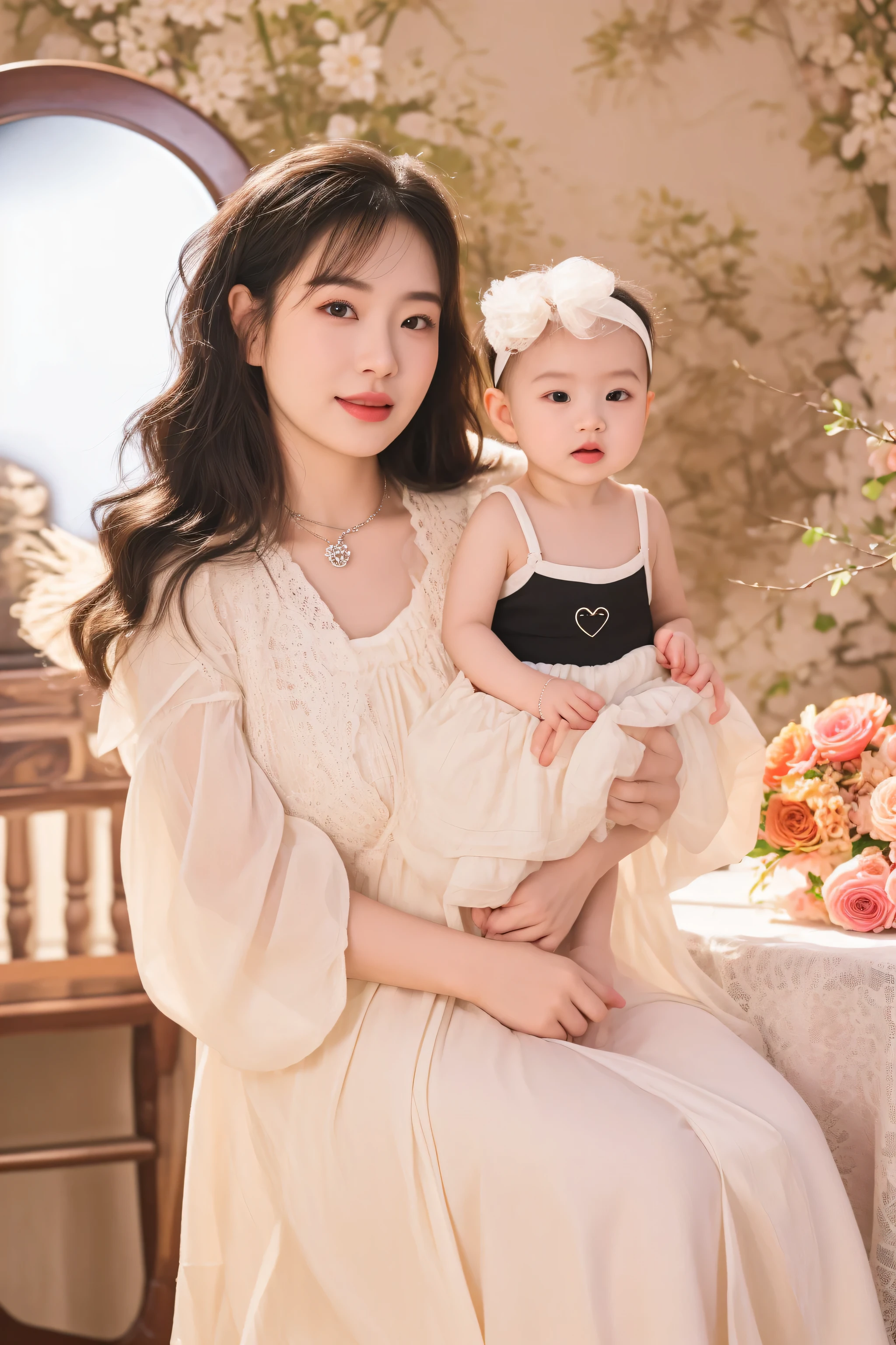 Baby's right hand and young woman's left hand