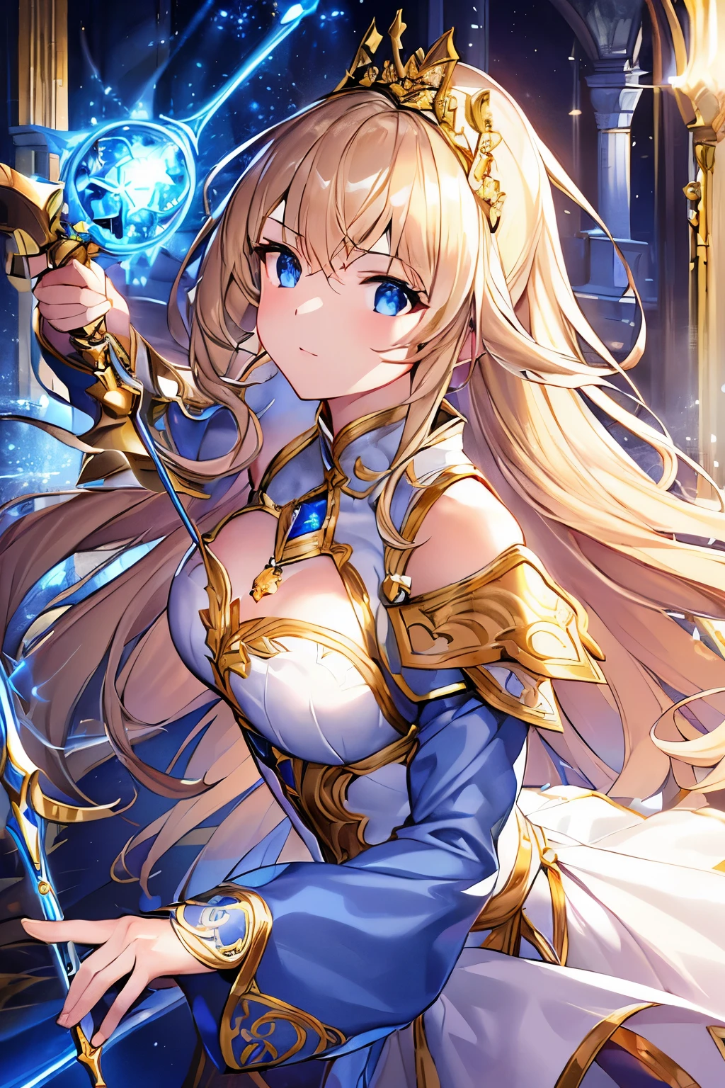 ((masterpiece)), Highest quality, (8k, Highest quality, masterpiece: 1.2), Very detailed, Close-up of a costumed person holding a sword, Concept art inspired by Le Chevalier, Pixiv, Conceptual Art, Wearing light leather armor, Artoria Pendragon, Girl in Armor, Light blue armor, Opal Armor, Zodiac Knight Girl, Wearing light armor, cushart krenz, 魅惑的なElf Princess Knight, Close-up of a costumed person holding a sword, Wearing light leather armor, Artoria Pendragon, Girl in Armor, Light blue armor, Opal Armor, Zodiac Knight Girl, Wearing light armor, cushart krenz, alluring Elf Princess Knight, rogue anime girl ayanami rei, Elf Princess Knight, Shiny white armor, Women Clergy,Blonde,Thighs,boots,Cleavage,Armpit,White underwear