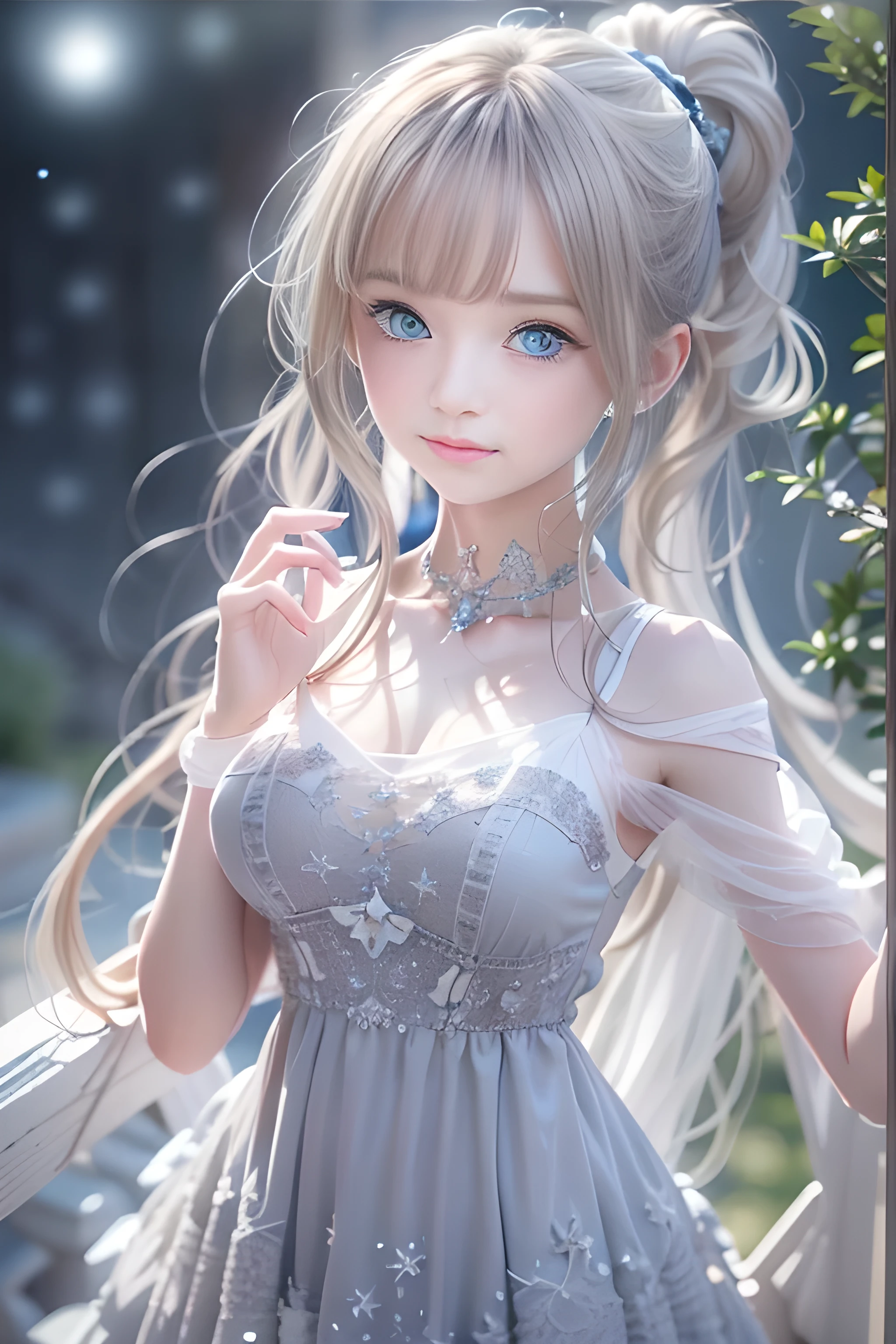 A close up of a woman in a dress with a necklace on - SeaArt AI