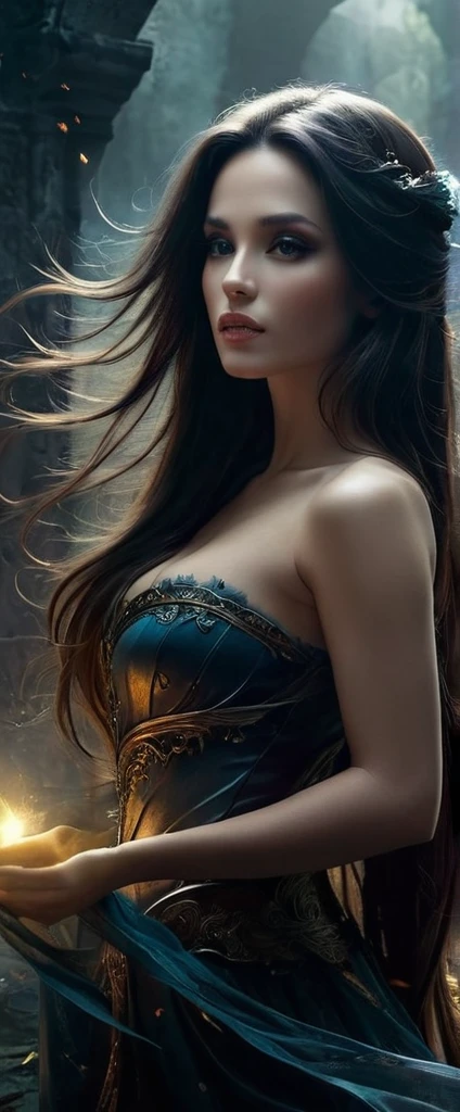 Colorful beautiful woman (Adult Flim Actress Daisy Marie): a giru 40-years old, messy brunette hair, oil painting, nice perfect face with soft skinice perfect face, blue yellow colors, light purple and violet additions, light red additions, intricate detail, splash screen, [nsfw:1.3], 8k resolution, masterpiece, cute face,artstation digital painting smooth veryBlack ink flow: 8k resolution photorealistic masterpiece: intricately detailed fluid gouache painting: by Jean Baptiste Mongue: calligraphy: acrylic: watercolor art, professional photography, natural lighting, volumetric lighting maximalist photoillustration: by marton bobzert:, complex, elegant, expansive, fantastical, wavy hair, vibrant, best quality, highly detailed, full body, Depth of field, solo, actress, model , thick eyebrows, short eyebrows, V v-shaped eyebrows, Filipina eyes