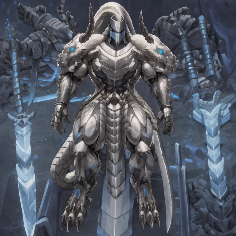 (masterpiece, best quality, detailed:1.2)
detailed full body, solo, at night, platinum_dragon_lord_armor, knight male dragon, horns, helmet, glowing blue eyes, tail, digitigrade feet, 
glowing blue eyes, tail, melee weapon, weapon, armor, plate armor, sword, floating weapon, knight, clothing, helmet, detailed background, midair, white fur, claws, full body, dragon pauldron, front view,