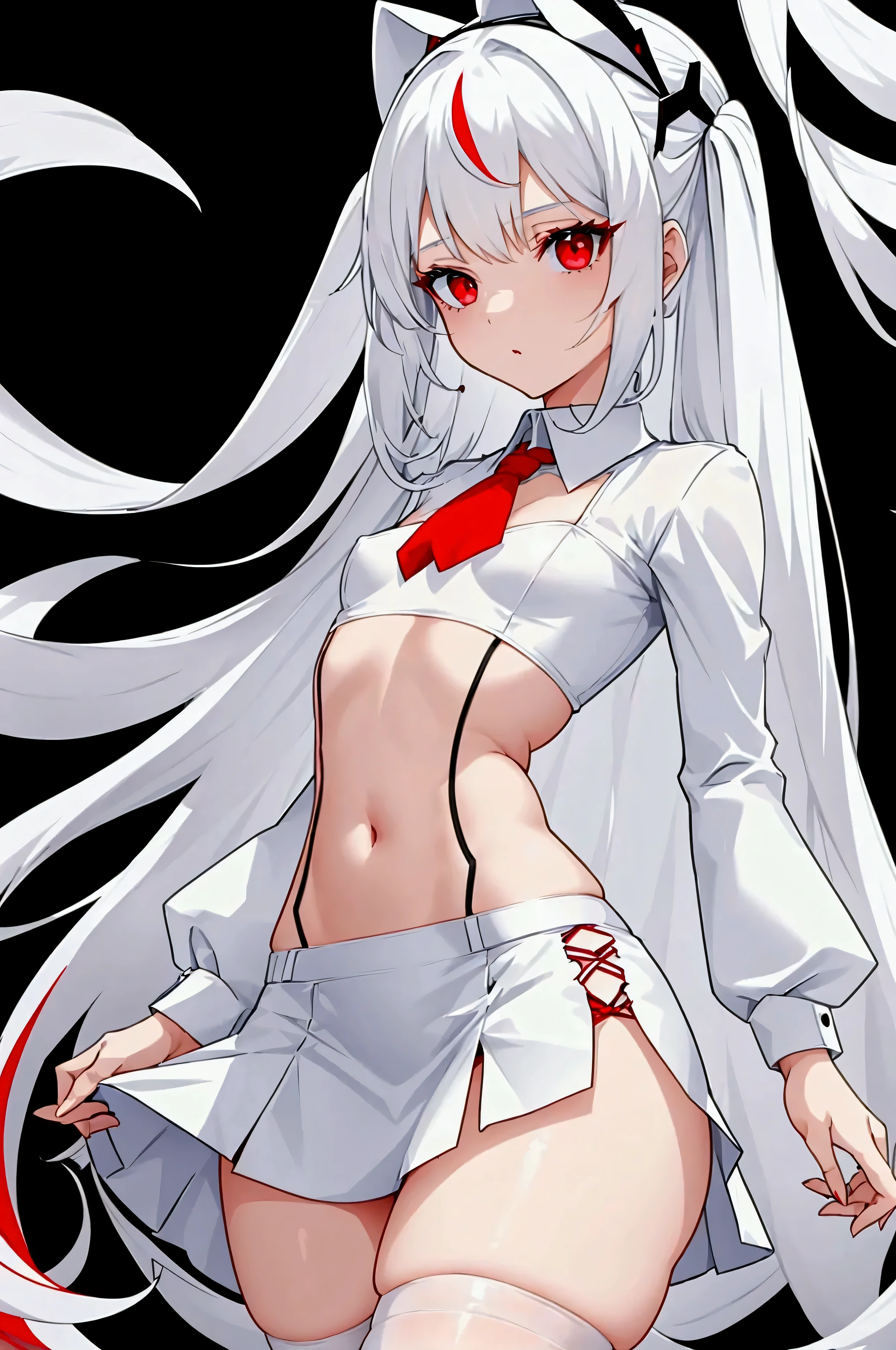 best quality, amazing quality, very aesthetic, absurdres, (1girl, mutsuki, blue archive, solo, red eyes, white hair, side ponytail), (artist official art:1.5), (realistic face:0.7), (grin, lowleg bikini, ), (cowboy shot), (glowing eyes:1.3), (half closed eyes:0.9), (thigh), expressive eyes, perfect face, 4k, extremely detailed anime illustration, extremely detailed eyes, enhanced details, perfect anatomy, light rays, extremely delicate body, smooth skin, (gray background:1.5), clear eyes, beautiful face, small breasts, (Chiaroscuro:1.5), (highres:2), cinematic