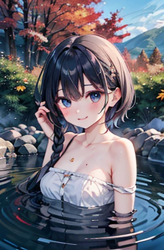 pokemonmay, pokemonmay, blue eyes, brown hair, bandana, long hair,bandana, twintails, hair between eyes, (small breasts:1.2),
BREAK japanese clothes,kimono,wet kimano, yukata,cleavege,neckline,black choker,
BREAK looking at viewer,
BREAK outdoors, onsen,night,steam,wet,stars,starfall,hot water,
BREAK (masterpiece:1.2), best quality, high resolution, unity 8k wallpaper, (illustration:0.8), (beautiful detailed eyes:1.6), extremely detailed face, perfect lighting, extremely detailed CG, (perfect hands, perfect anatomy),upper body,from below,naked shoulders,