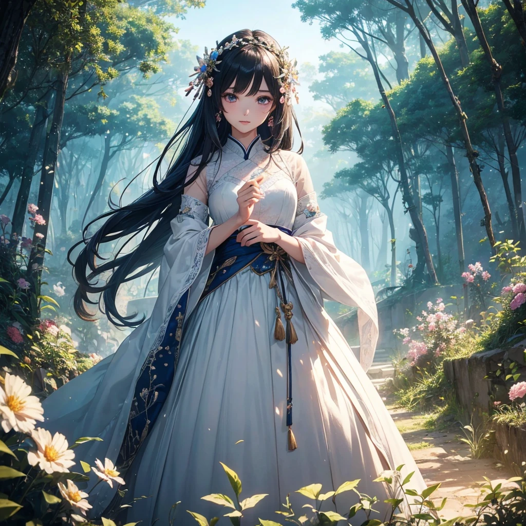 (best quality,4k,8k,highres,masterpiece:1.2),ultra-detailed,realistic:1.37,natural particles,magnificent twilight of the gods,untouched nature,a breathtaking and deep landscape,natural beauty,dreamlike atmosphere,serene tranquility,hint of mystery,vibrant colors,ethereal lighting,sublime scenery,nature's artistry,detailed foliage,dancing sunlight,grandeur of nature's majesty,stunning vista,harmony between earth and sky,subtle shades of purple and gold,warm and tranquil evening,majestic mountains piercing the sky,soft breeze rustles through the trees,faint scent of blossoms in the air,birds gracefully soaring above,gentle ripples on a serene lake,magical ambiance,fading rays of sunlight kissing the horizon,starlit sky starting to emerge,unparalleled tranquility enveloping the scene,awe-inspiring beauty of the natural world,immersed in the wonder of nature's creation.