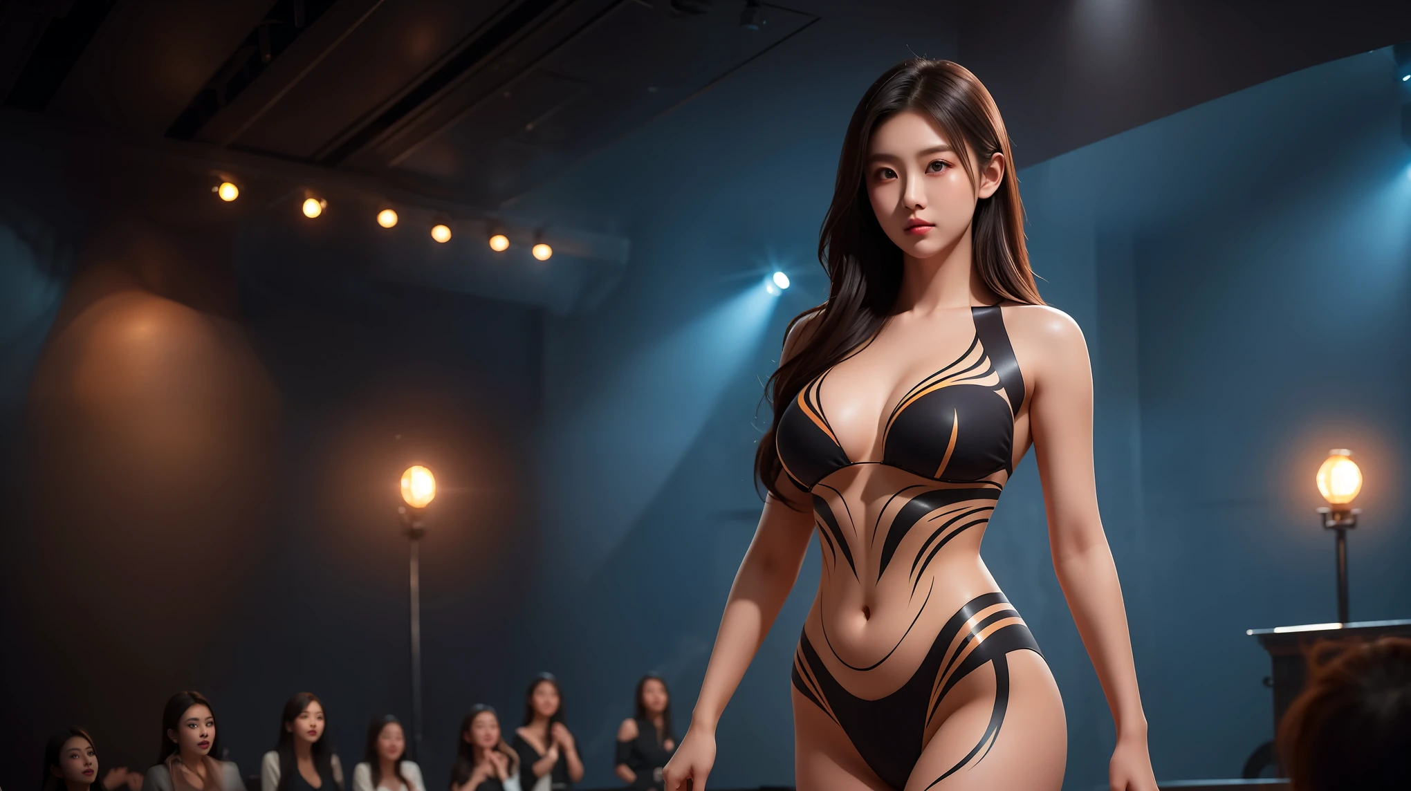 Prepare to be amazed by this creative and unique prompt. Realistic lighting sets the stage for an attractive Asian girl, Her perfect figure,Slim waist and plump breasts. The highest quality rendering at 16K brings this masterpiece to life, Plus different styles of body painting,Adds an extra layer of fun.