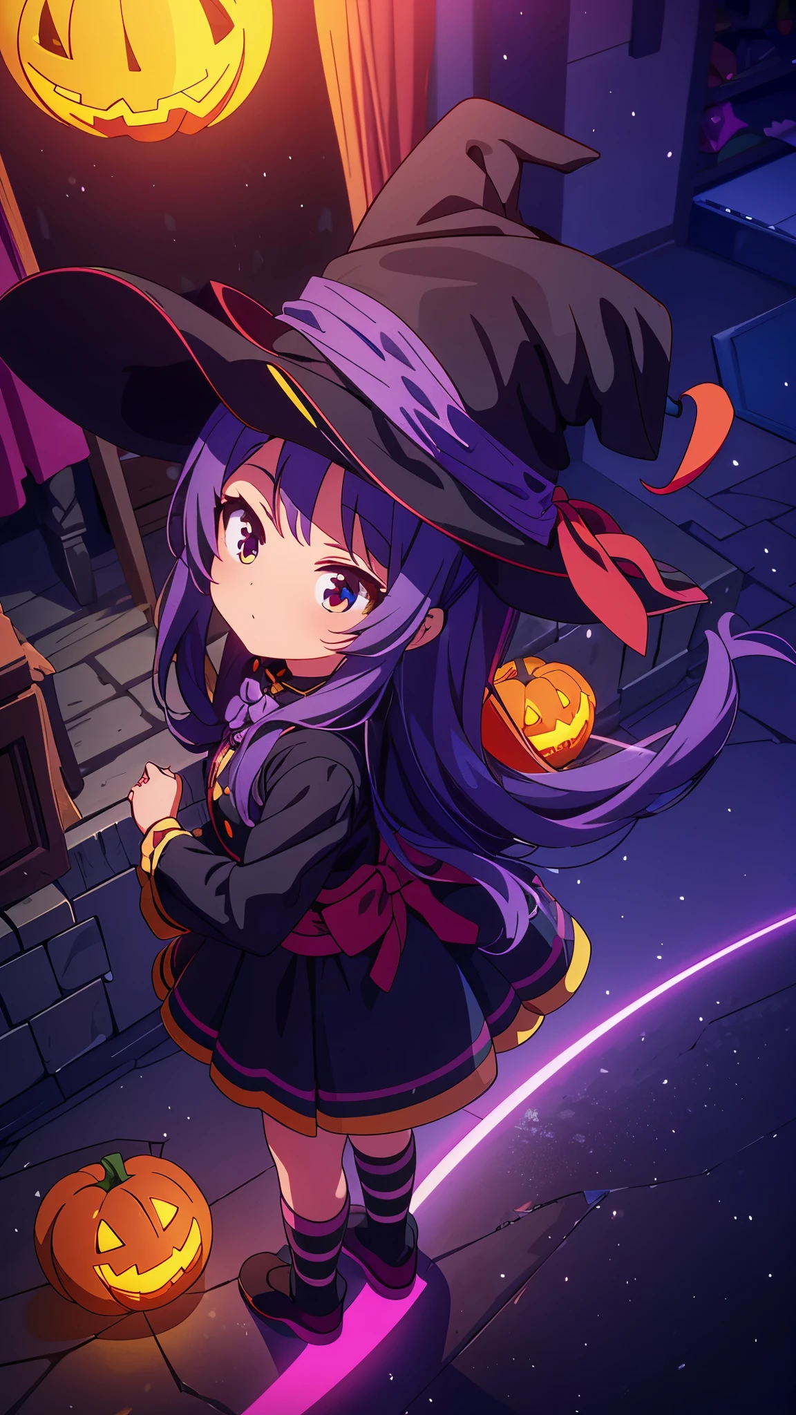 hallowen rom Little Witch1 niña, long hair, High resolution, Ray tracing, 