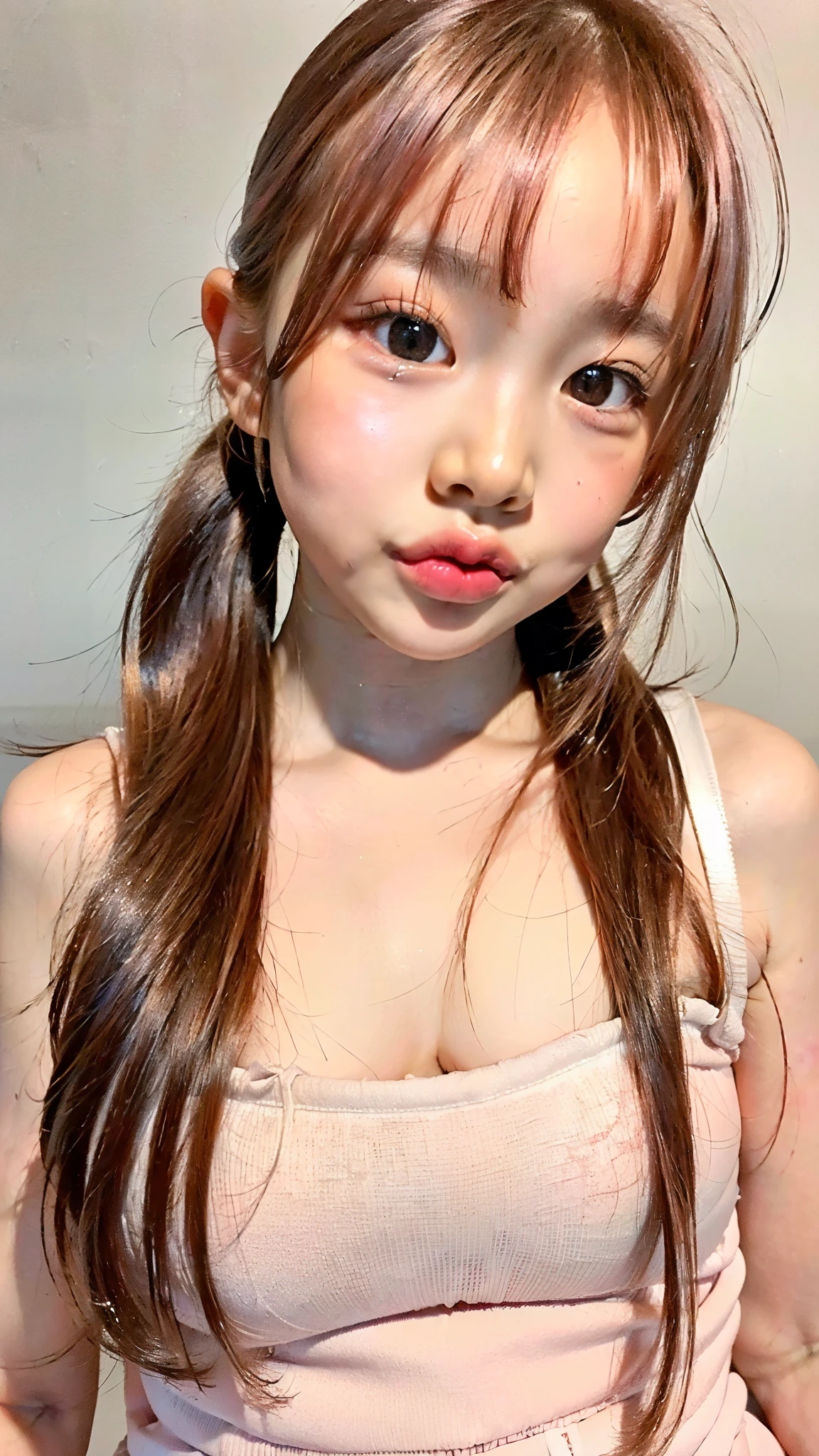 (((Super cute elementary school girl、、Beautiful 1 face with young skin、Wrinkle-free, Smooth Skin、Super cute baby face、Beautiful girl、The cutest face in the world、Cute face、 face、Beautiful girl、wear 、Super close-up of face、Pink Hair、Twin tail hairstyle:3.0、Semen dripping lips、White semen on lips:3.0、bangs、、bangs、、masterpiece、RAW Photos、Ultra-high resolution, Realistic images without blur、Ultra-detailed and ultra-high quality、Vivid, Sharp image quality、This image shows the realism and high resolution of the lips., Image generation systems are putting all their efforts into this..、Lips close up、Lips partially covered in semen、Thick lips that lip lovers will love、Lip fetish、Naughty lips、Sexually attractive lips、Sexually arousing lips、Extremely thick and sexy lips:3.0、Super sharp, Three-dimensional upper lip、Duck mouth:1.5、Image focused on lips、Mouth close-up、Ultra-realistic, 超詳細かつUltra-high resolutionの唇、Extreme close-up of lips:3.0、soft, Shiny, Ultra-realisticな唇、facial、Ultra realistic cum dripping on face、White semen on lips)))