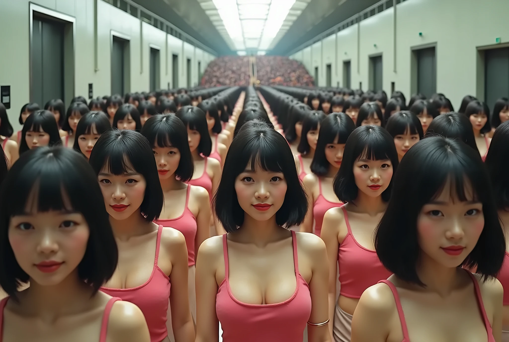 [Japanese Clone girls=Myself], [Perfect Clone girls Raw Photography Art], [16K, Highest quality, Ultra-high resolution], (((Unrealistic, Unprecedented sight, hyperdimensional space, A sight beyond imagination, (((A world of mass proliferation of myselves, Ultra-realistic)))))), (Japanese, woman, 25-year-old, Saito-Asuka), ((Small face, Brown and black hair, Short Hair)), ((Very beautiful detailed girls, Accurate body structure, Very detailed and perfect super busty body)), ((amazing super big tits, Large, swelling breasts)), (Dark Eyes, Mature face, Cute Smile, A gentle gaze), (Happy laughter), [[(((((Very detailed, 1girl→1,000,000,000,000,000,000,000,000,000,000,000,000,000cloning girls))))), (((((Extremely detailed and precise depiction of the double, Perfectly the same girl, The exact same smile, Perfect matching hairstyle, Perfect same clothes, Exactly the same height, Perfect same super busty))))), (((((Myself only))))), (((Very detailed, on stage, Idol Group, Nogizaka46's stage costumes, 1,000,000,000,000Myself))), (((Very detailed, General seating, camisole, 1,000,000,000,000,000,000,000Myself)))]], (((Perfect description, Smiling face, hug, wave hands, Matching poses, Matching dance, Sexy pose, In a row, Infinite Alignment))), (((Very detailed, Super crowded in a different dimension, Abnormal crowding, Super crowded))), (Large Concert Hall, Front bright light, Illuminated by spotlights, Live Stage Lighting), (((Very wide field of view, Very detailed, Detailed ultra-perspective depiction)))), Group idol group photo, Anywhere Angle