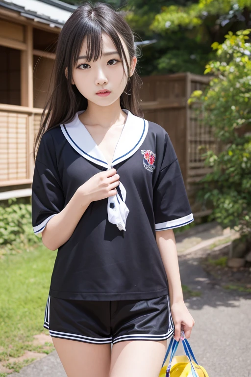 (masterpiece,highest quality,Ultra-high resolution),Japanese women, Very beautiful 14 year old girl, Innocent Girl、(Perfect limbs、Perfect Anatomy),(Bob Hair,hair band).Cute Sailor Suit、Short-sleeved sailor uniform、pure white、Glowing Beautiful Skin、No underwear、nsfw、pussy、