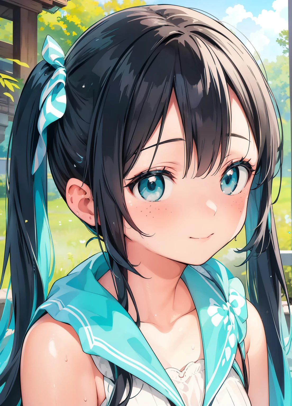 (masterpiece、Best Quality、Best Quality、Official Art、Beautiful and beautiful:1.2)、(One person:1.3)Hatsune Miku、Twin tails,Beautiful breasts,masterpiece, Best Quality, {Best Quality}, {{masterpiece}}, {High resolution}, concentrated, Anime Style, Woman cartoon closeup, Girl Design, Portrait, Gisha, Anime illustrations, Long Hair, Black Hair, Straight eyes, Hair covering the ears, A sophisticated and powerful look, exotic, Tall, Freckles, Cheerful, Classic Clothing, colorful, colors