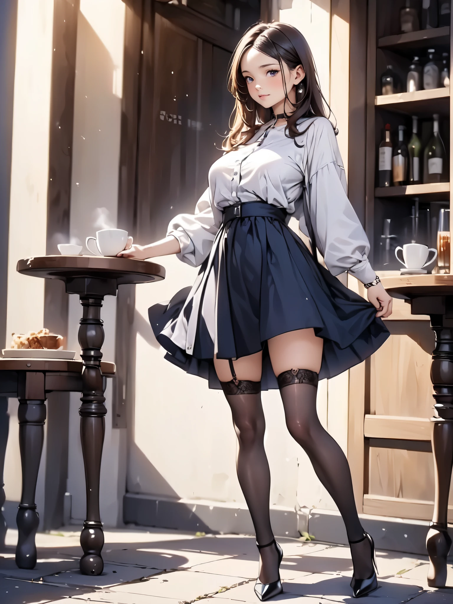 (random porn pose),(random hairstyle),(Highest image quality,(8k),ultra-realistic,best quality, high quality, high definition, high quality texture,high detail,beautiful detailed,fine detailed,extremely detailed cg,detailed texture,a realistic representation of the face,masterpiece,Sense of presence),sweater,tight mini skirt,stockings,Engineer boot