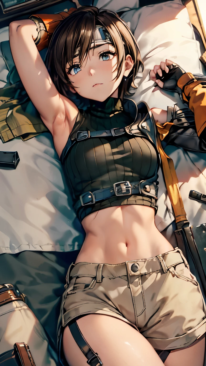 A group of female soldiers, (in swamp), various hair styles, tank top, harem, beautiful leg, midriff, camouflage military trousers, showings off armpits, seducing, dirty, tied wrist with rope, missionary sex