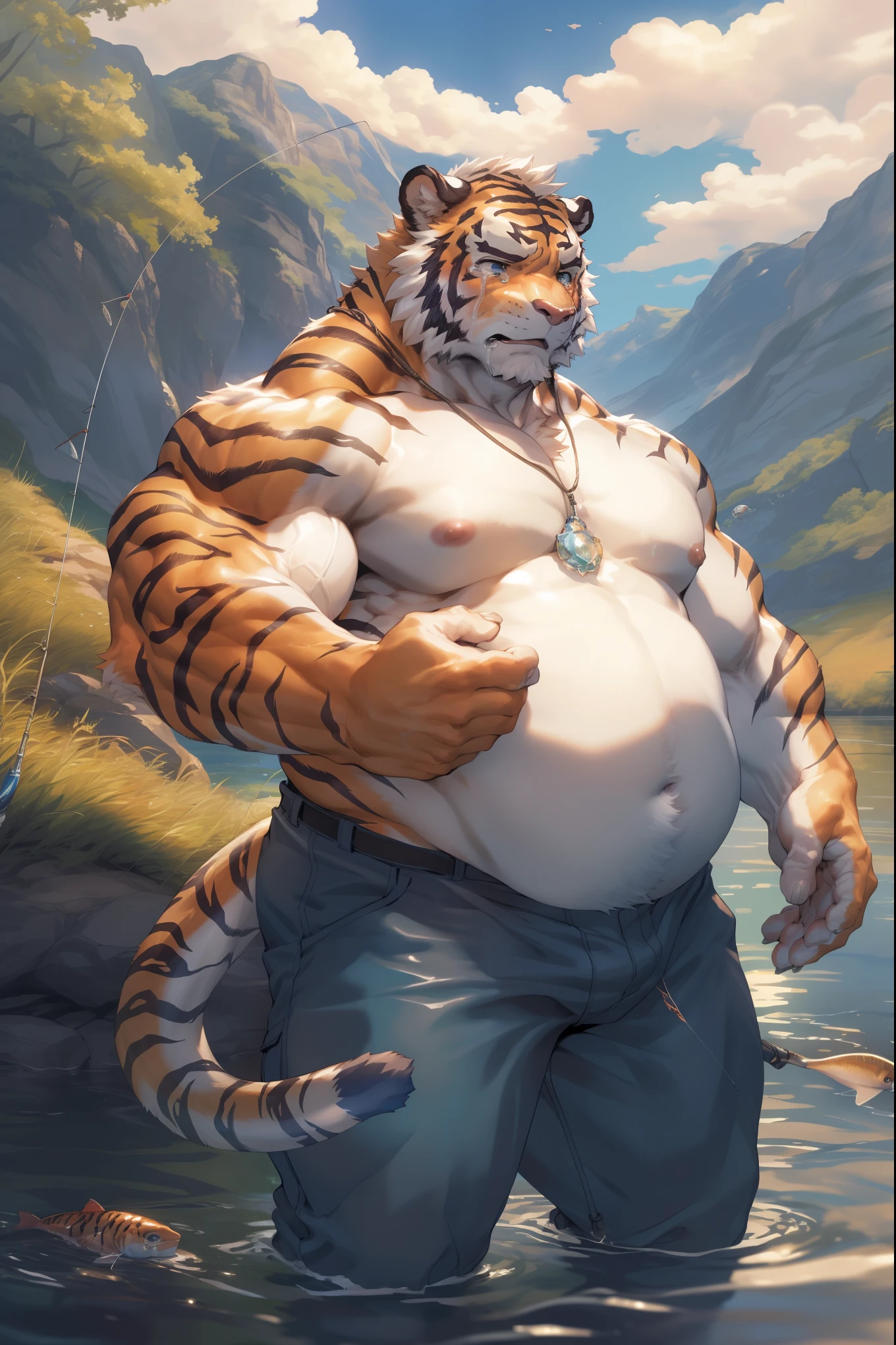 Tiger‚male‚big sphere belly‚big belly‚fat belly‚big chest‚pregnant‚muscular‚bodybuilder‚big abdominal muscle‚big fat belly‚huge bulge belly‚huge belly muscular ‚huge bulge belly‚big fat belly ‚gigantic belly‚ waterfall ‚ summer ‚huge penis‚huge balls‚ naked‚big cock‚blood on belly