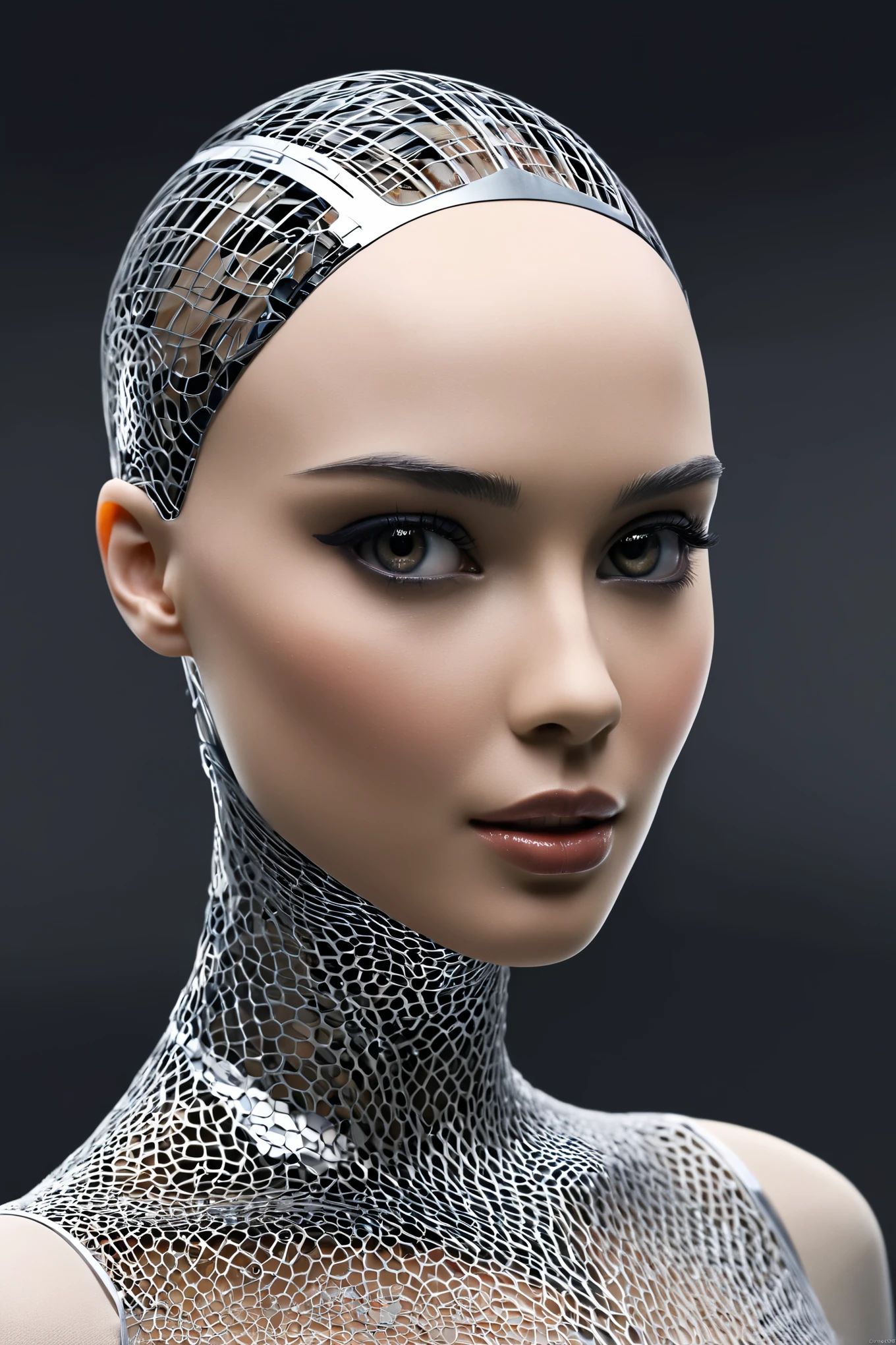 Here is a prompt for creating an image:
"Design a stunning and alluring female humanoid AI robot inspired by the film Ex Machina. The robot should have a face resembling that of an extremely gorgeous lady, with human-like, realistic skin. Ensure that the skin texture is detailed and beautiful, capturing the essence of a woman's beauty intertwined with advanced AI technology."