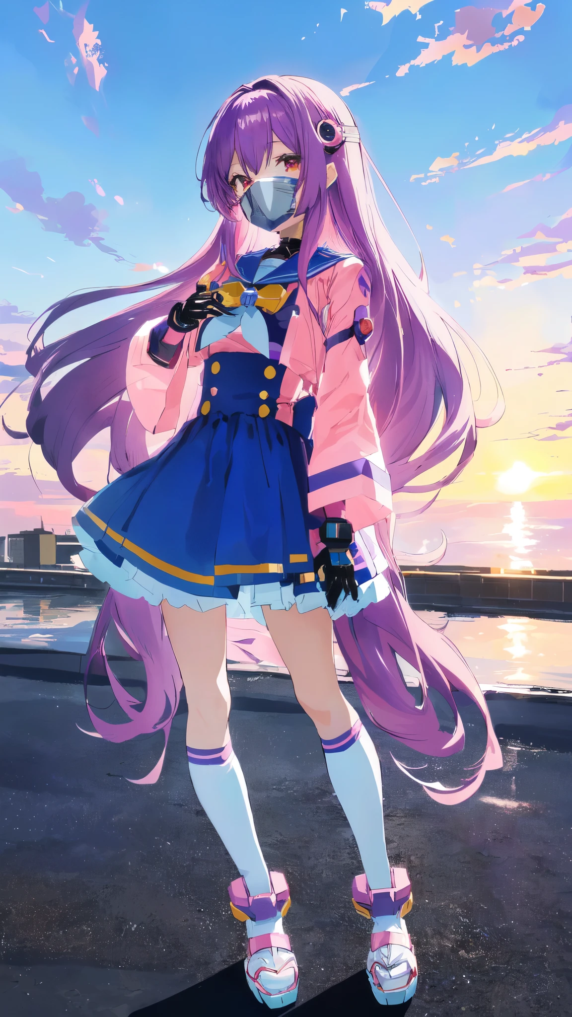 Anime girl with long purple hair and pink gloves, anime manga robot!! Anime Girl, Marin Kitagawa Fan Art, (Anime Girl), Anime Moe Art Style, Anime Style, Anime Best Girl, Anime !!!!!!!!!!!!!!!, Zero Chan Art, Anime Girl, Cute Anime Manga Style, Anime Art Style, Cute Anime Girl [Guess no Ko], Yokoyari Mengo, Idol Singer, Blue Sky, Sunset