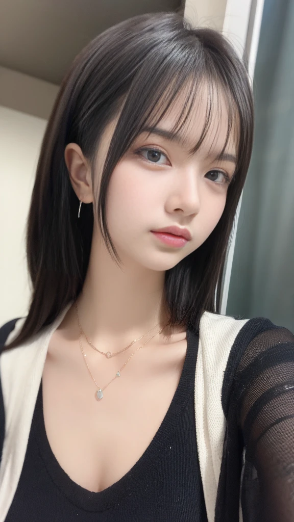 {masterpiece},{highest quality},{One girl}, cute, wonderful, Beautiful fine details, **,Bob Hair, Brown Hair,In detail,Depth of written boundary,Highly detailed CG,original, Highly detailed walls, 、,,blue、Small breasts青い目、Lounge at night、choker、、、、Small breasts、,toplessアンダーレス,pubic hair、,topless