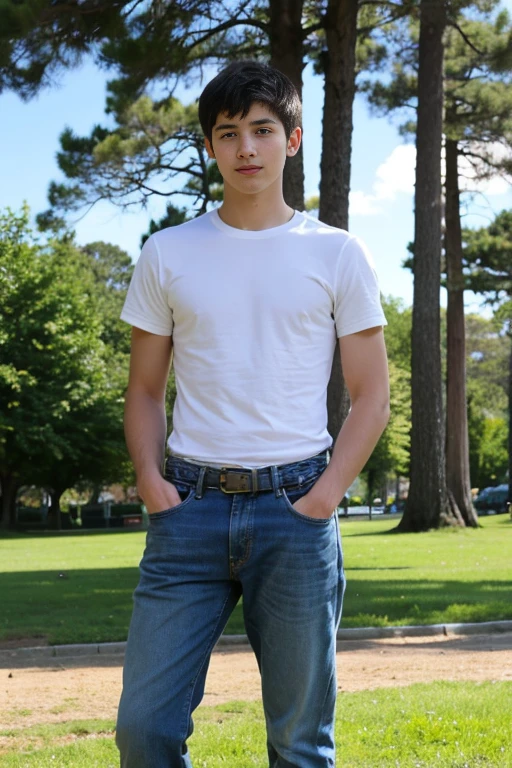 Handsome teenage in natural park