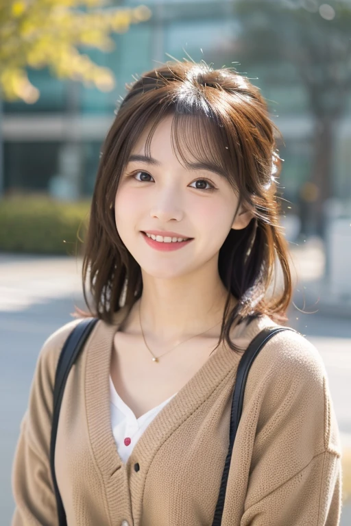 jpn-girl, Professional portrait photography of the face of a beautiful girl with (glossy nude lips) with black eyes, Nikon Z9, looking at the camera, realistic matte skin, highly detailed, skin texture visible, 
20 yo, hime cut , cleavage,  large breasts, 
woman wearing casual clothes, woman working at shibuya city,
<lora:jpn-girl_v1:0.75>,