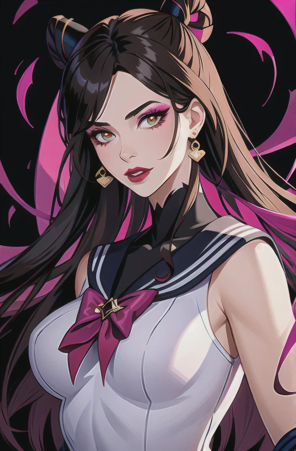 (best quality:1.1), (masterpiece:1.4), game cg, , , depth of field, , (realistic:1.4), 1girl, solo, <lora:dolce_synduality_noir:0.98>, dolce_synduality_noir, purple hair, green eyes, long hair, makeup, , ancient greece,