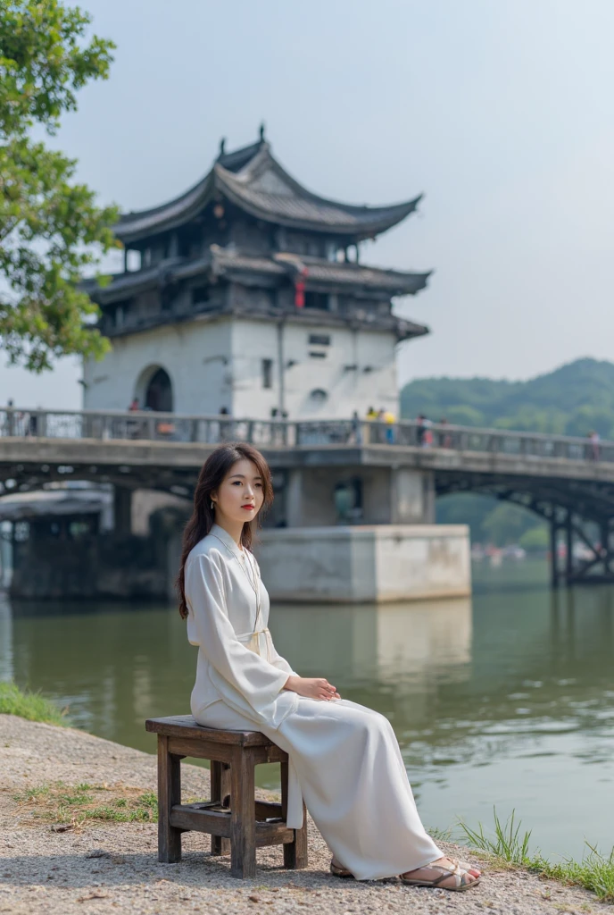 The background of this photo is the Chengdu International Finance Square, and the foreground is the bustling Bund. In the foreground, a cartoon style Chinese woman is taking a selfie. This lady has long dark hair. The picture is captured on a sunny day. This perspective view captures a panoramic view of the Chengdu International Finance Square.
﻿
full body, Professional, perfect composition, ultra-detailed, intricate details