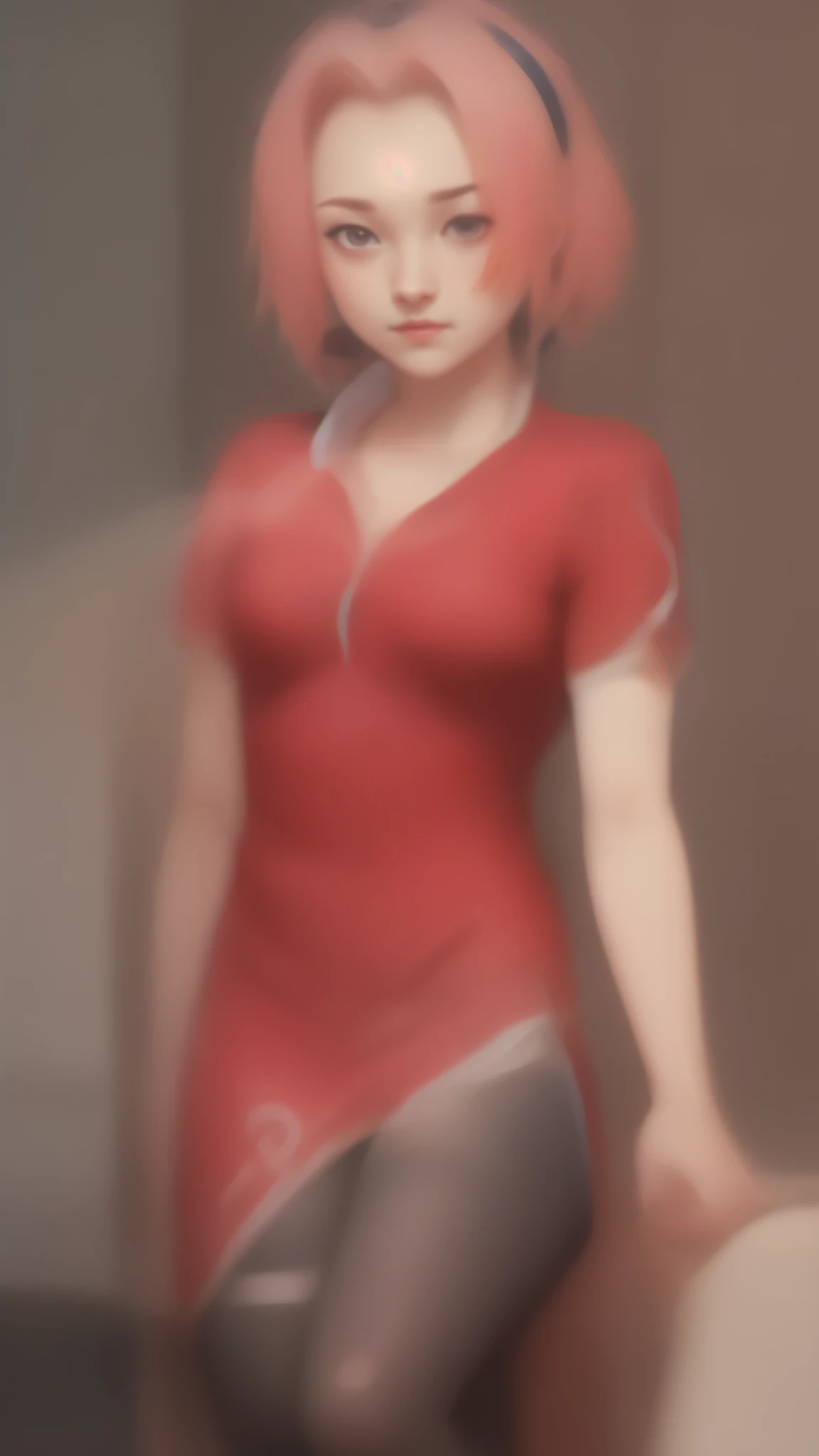 ((masterpiece, best quality)),(complex light), full body,1girl, solo, lisa simpson, red dress,closed mouth, black bead eyes, squatting 