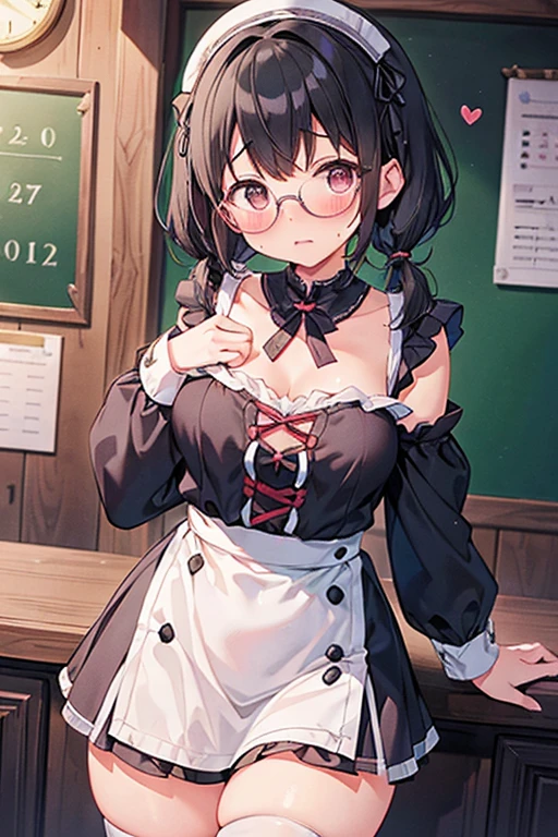 your mother, 1 Girl, Solitary, Large Breasts(((Full and soft breasts,)))(((Huge breasts))) (((Cleavage))) (Perfect curvy figure), Smile, French maid outfit, Ruffles, apron, High Leg Raise, perfect quality, high quality, masterpiece, Human Development Report, Ultra HD