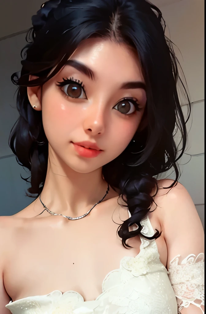 there is a woman that is taking a selfie in the mirror, Belle Delphine, anime girl in real life, anime girl cosplay, 1 8 yo, Yoshitomo Nara, loli, shikamimi, she has black hair with bangs, Ruan cute vtuber, [32k hd]^10, realistic cosplay