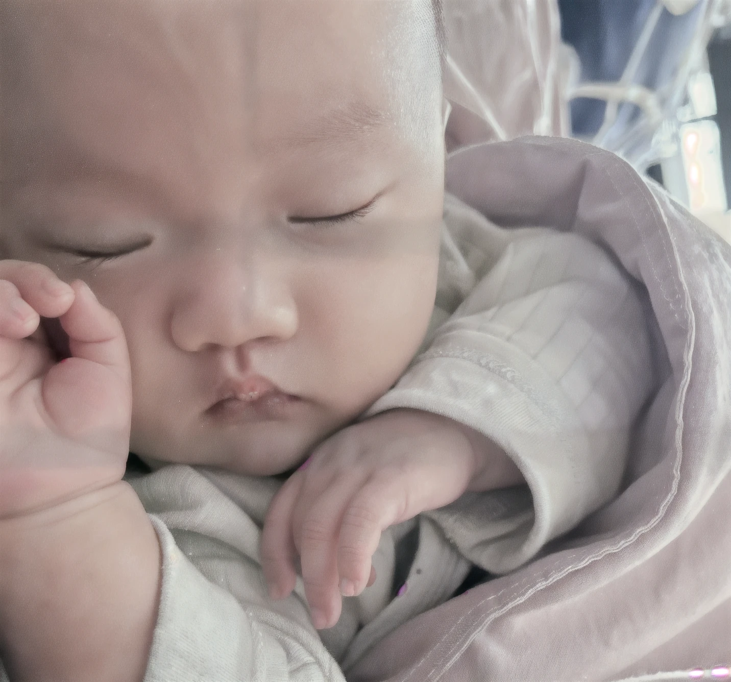 There was a lovely baby lying on the bed,Hair volume is abundant, with air bangs,wearing plaid shirt, Sleepy expression, happy wise. he has bouncy belly, Cute boy, goodnight, nihonga, Photo taken with Nikon D 7 5 0, Photo taken with Nikon D750, Innocent face, Cute:2, shot on iphone, nearly napping, high resolution!!