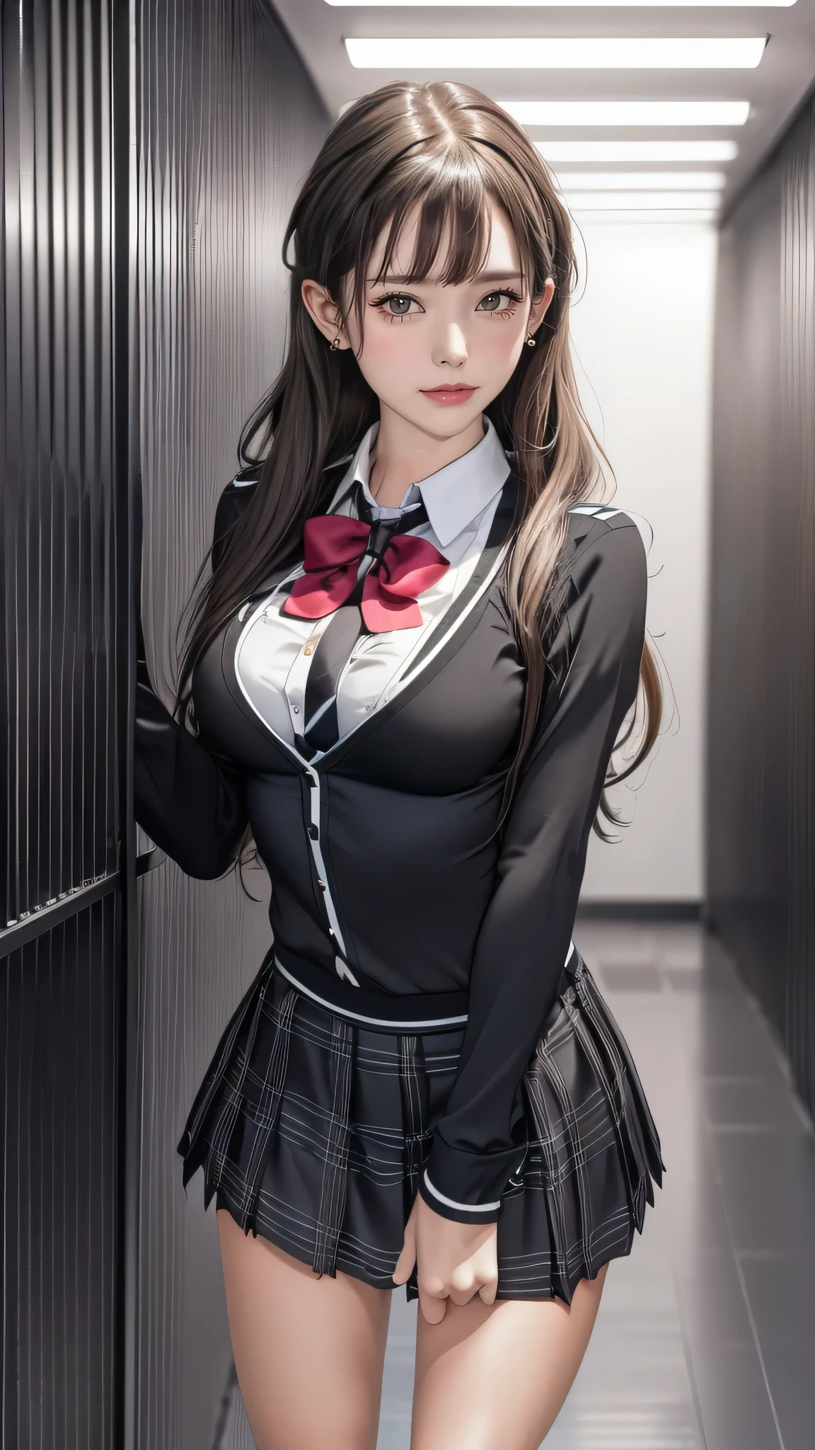 best quality, masterpiece, 1girl, Beautiful face, (photo realistic:1.3), rim lighting, (high detailed skin:1.2), 8k uhd, dslr, high quality, high resolution, 4k, 8k, Bokeh, absurdres, best ratio four finger and one thumb, (realistic:1.3), cute 1girl, wearing black formal blazer, medium breasts, short skirt,