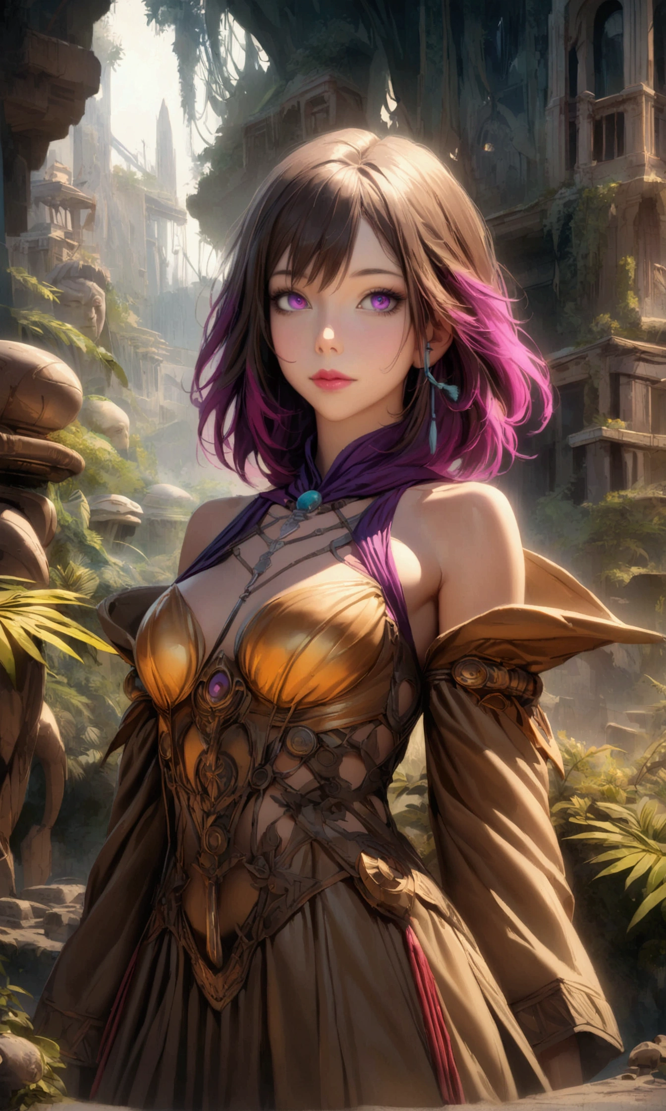 high details, best quality, 16k, [ultra detailed], masterpiece, best quality, dynamic angle, ultra wide shot, RAW, photorealistic, fantasy art, realistic art, a picture of a computer engineer (holding a laptop:1.1) getting lost in the jungle, computer engineer, wearing white button shirt,  dynamic skirt, dynamic colors, wearing stiletto heels, full body, (an extremely beautiful: 1.3), (best detailed face: 1.4), dynamic hir color, dynamic hair style, dynamic eyes color, sense of confusion, sense of helplessness, jungle trees, plenty of (jungle veins: 1.2), (jungle flowers: 1.1), a (snake: 1.3) lurking by, high details, fantasy art, RPG art best quality, 16k, ultra detailed, masterpiece, best quality, (ultra detailed), full body, ultra wide shot, photorealistic, Hyperrealism style