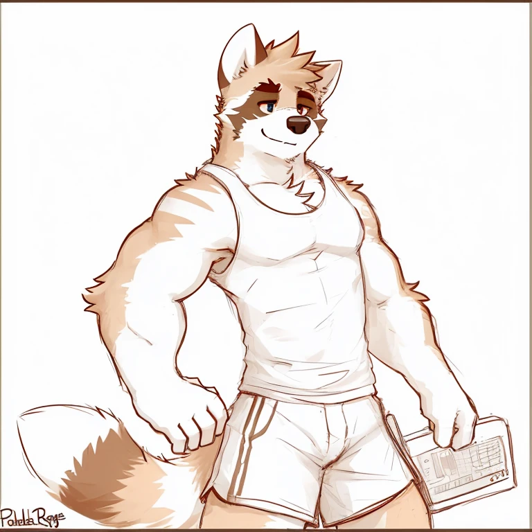 Wolf By Haps,1boy, abs, animal ears, bara, bulge, full body, white background, Seminude, Boxers, side, Standing, feet, Character sheet reference, 
