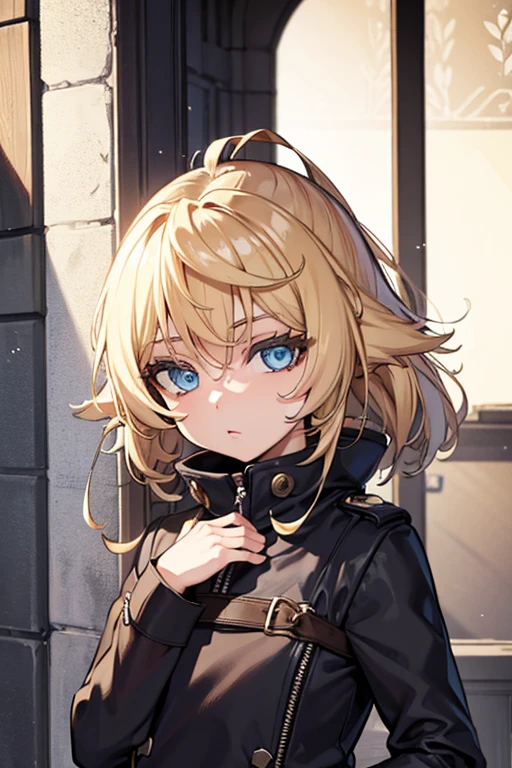 masterpiece, absurdres, best quality, ultra detailed, high Resolution, detailed illustration, bright colour, (extremely beautiful detailed face and eyes, Delicate beautiful face, 1 girl, cute face:1.3), (magenta eyes:1.1), sparkling eyes, big eyes, medium breasts, (perky breasts:1.1), (pointy breasts:1.1), medium hips, glamorous body, white skin, BREAK, long bob cut, (mesh hair:1.3), (blonde hair:0.8), messy hair, detailed hair, shiny hair, BREAK (Gakuran, brassiere:1.3), perfect lighting, (embarrassed:1.3), (ecstasy, vulgarity:1.5), (trembling:0.8), From below, 