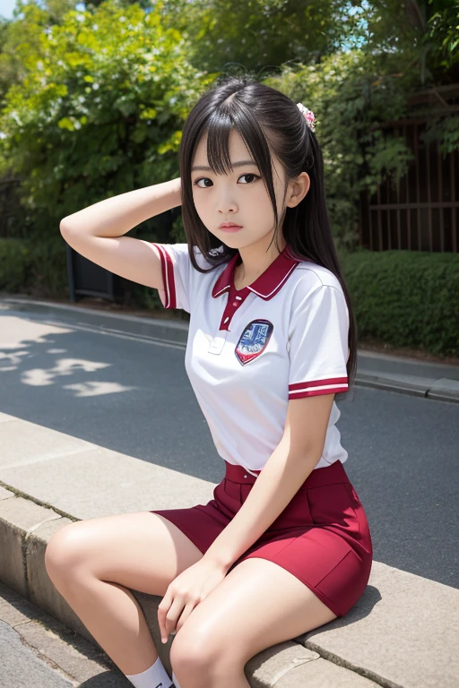 Japan、10 year old girl,innocent face,cute,primary school student,Exhibitionist、charming、Skirt rolled up、viewer service