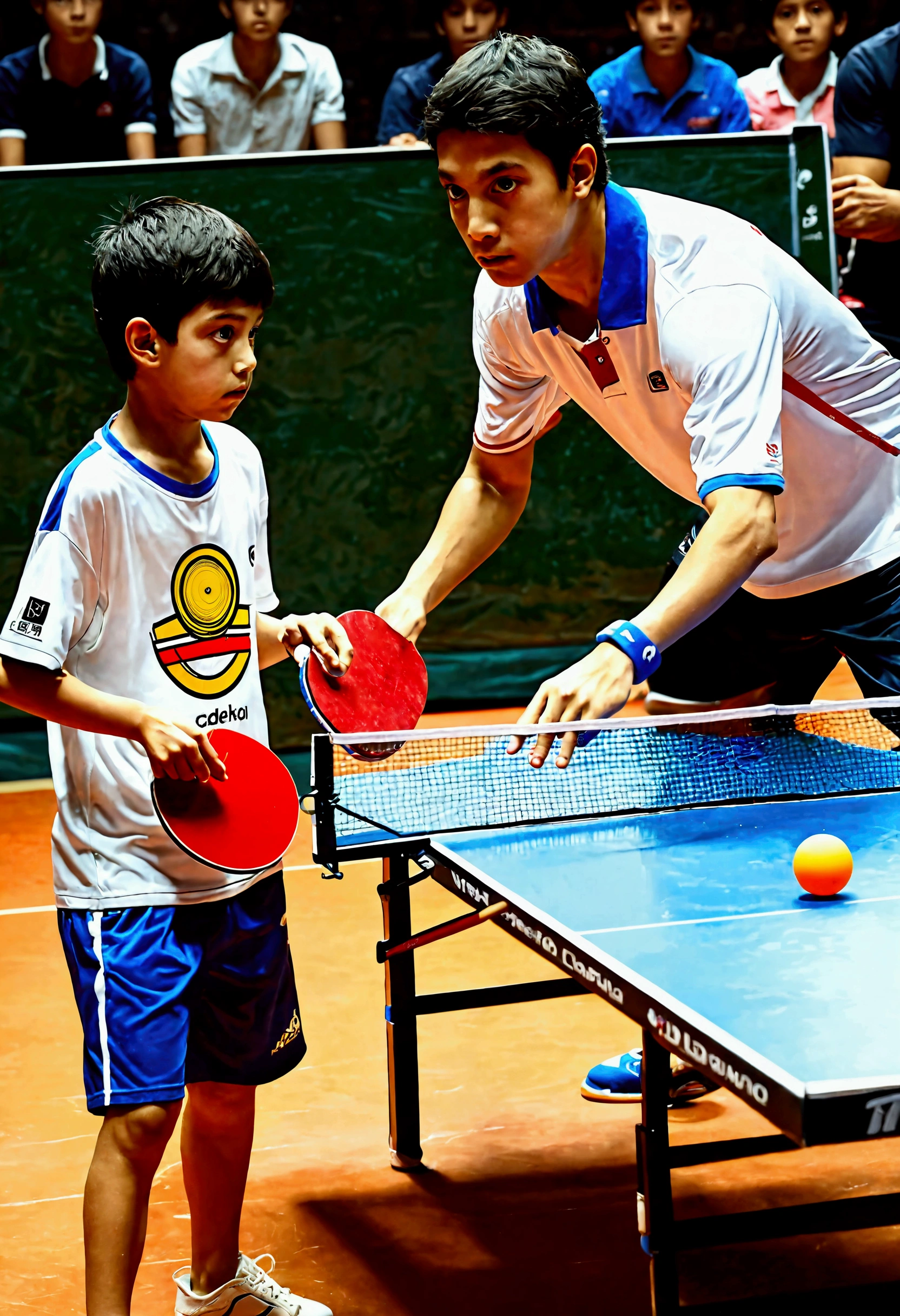 A boy and a girl playing badminton 