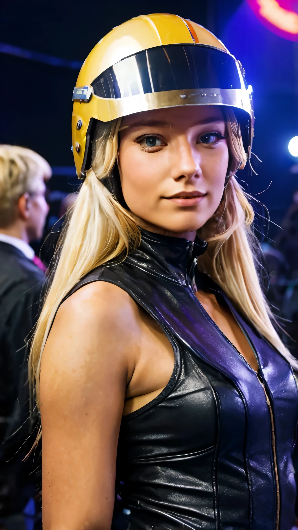 Baghera Jones, , blond hair , , not,  , in a game event scene, helmet d&#39;Listen, bon travailarisu