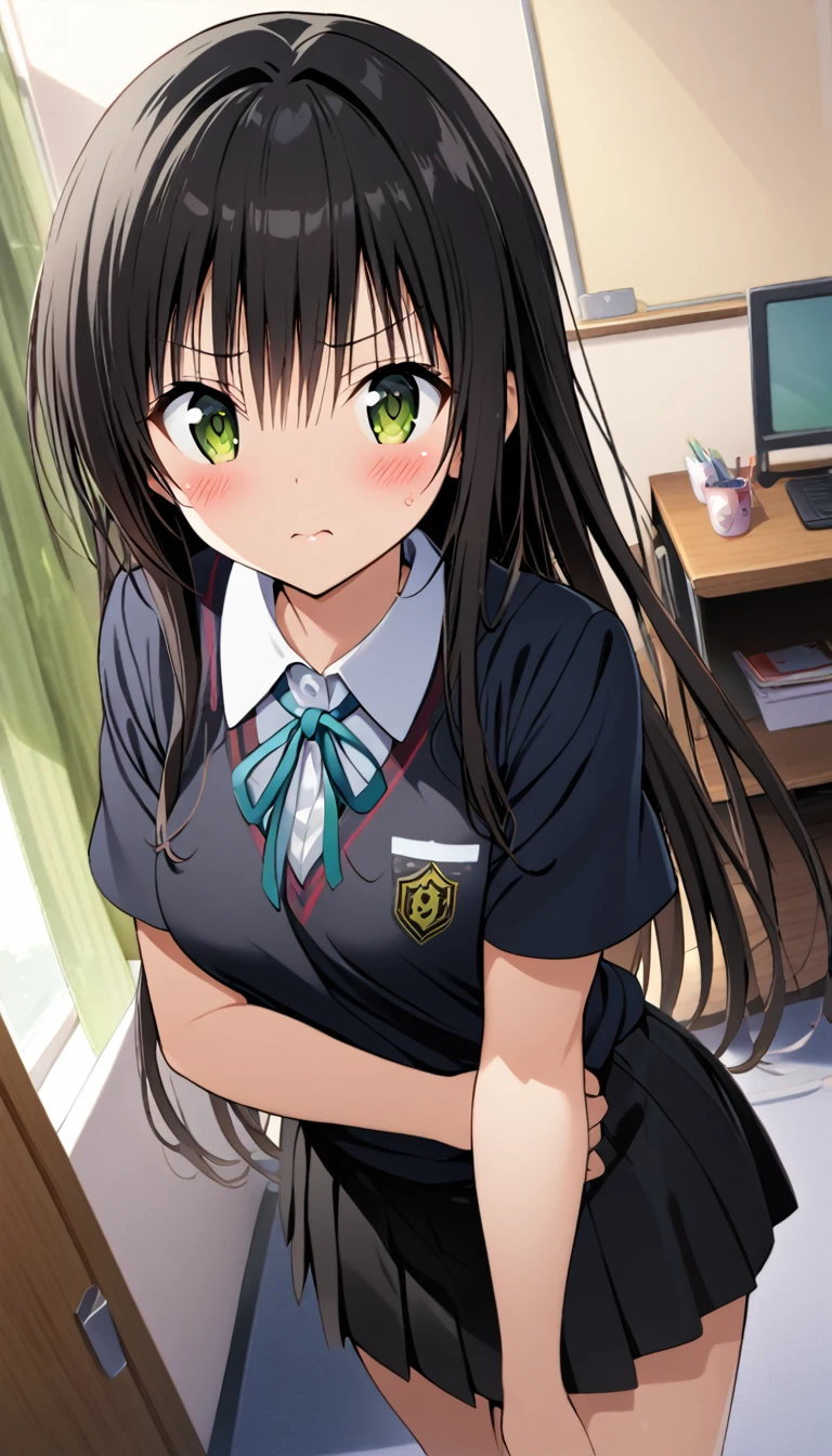 One woman,Black Hair,Long Hair,Student Uniform,room,kotegawa Yui,