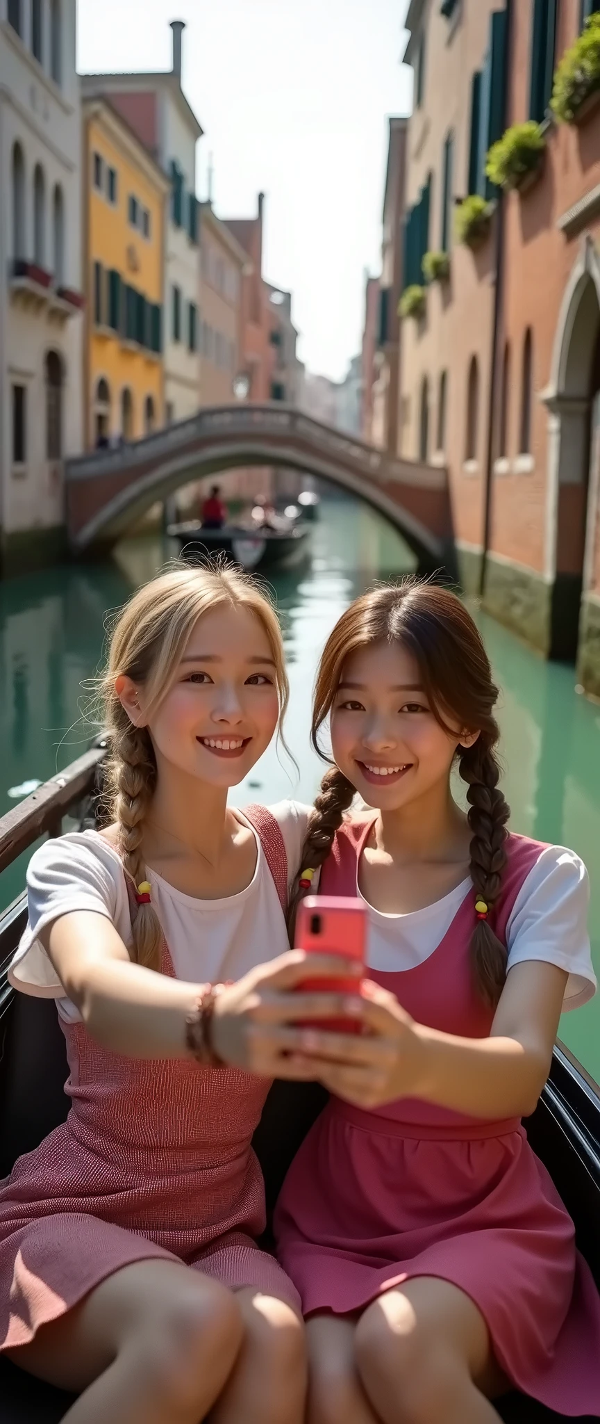 Smiles of travelers and、Still images of the beautiful Italian landscape。With a sense of happiness、Generate prompts that spread the magic of travel into viewers' minds。