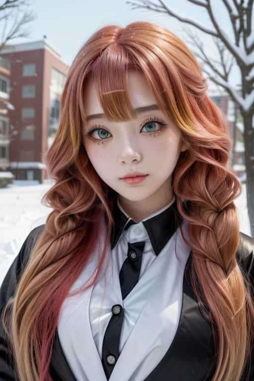  1 girl, Rias Gremory, long hair, red hair,in a leopard print suit lying in the snow, very beautiful cute kitten, trending on cgstation, trending on cgstation, Attractive cat girl, korean girl, Japanese model, perfect white hair girl, Cute style female hairy miniature, young and cute girl, shikami, white hime cut hairstyle, seductive anime girl, Anime girl cosplay, Asian girl