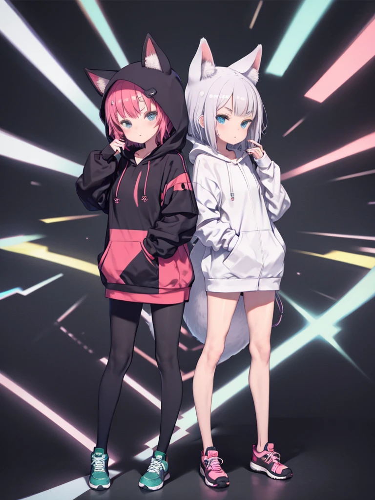 Anime girls, cute!! Runt!! cat girl, cute anime girl, cute art style, chibi art, anime girl,pixiv style, anime moe art style, pixiv contest winner, pixiv, advanced digital chibi art, chibi anime girl, anime chibi anime drawing by girl, pull, pixiv contest winner, cute!! Runt!! Girl, Cute Anime Girl, Cute Art Style, Chibi Art, Girl, pixiv Style, Anime Moe Art Style, Advanced Digital Chibi Art, Blue purple pink white Hair, long Hair, cat ears, goth, blue pink eyes, goth, long hoodie, thigh highs, gamer