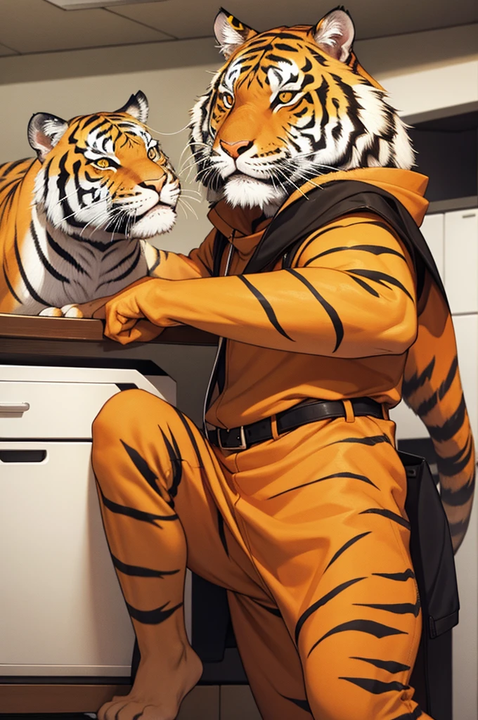 Gay , muscle , tiger , furry , White hair ,Top ,Tiger Use his dirty soldier black sock rubing the bot wolf's dick with tiger sock , musky , odor , the wolf leaking the cum on his cock and get moan , Wolf cum stains on Tiger's soldier's socks