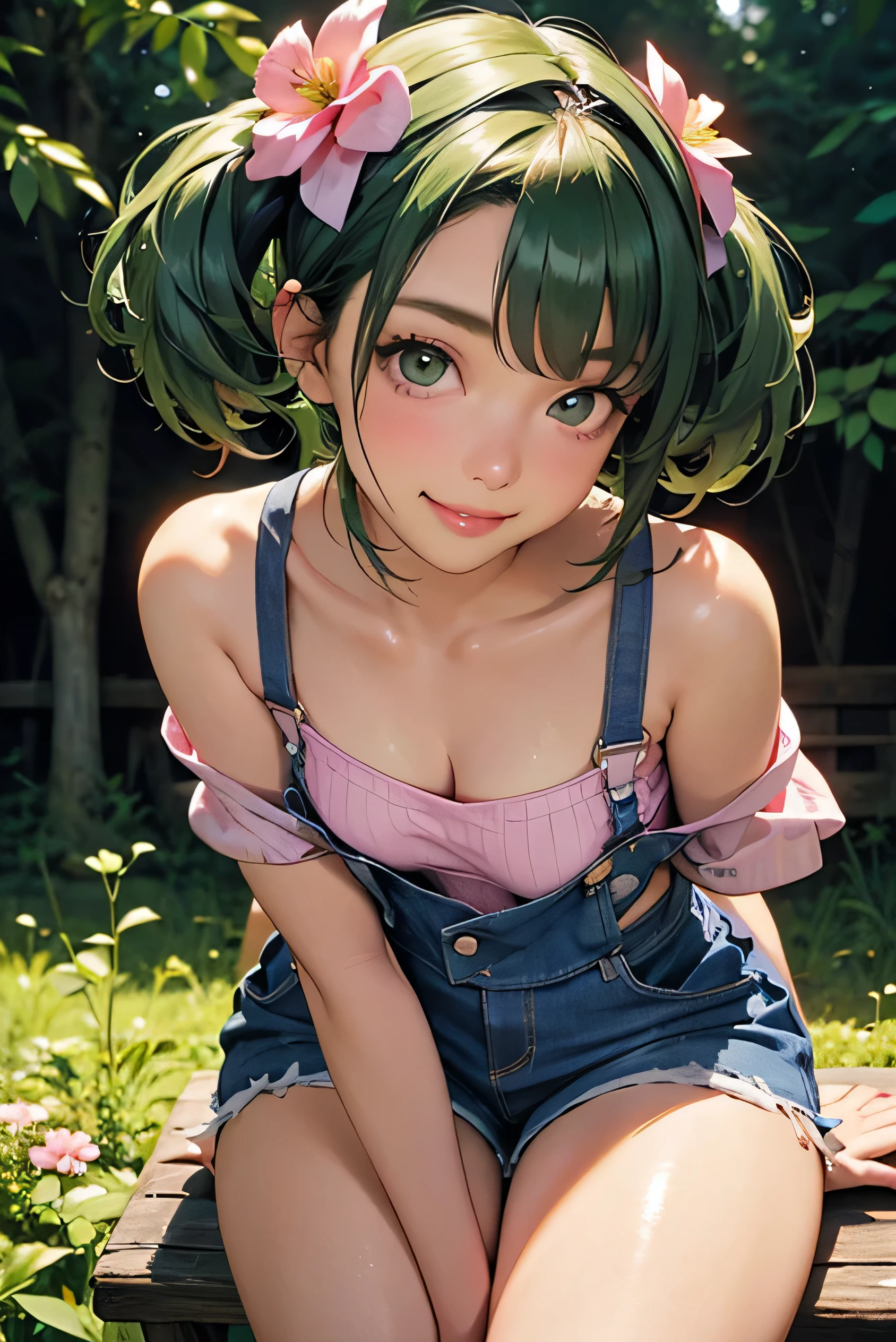 absurdres, best quality, masterpiece, 1girl,  spread legs, twin tails, smile, ((hand in panties)),