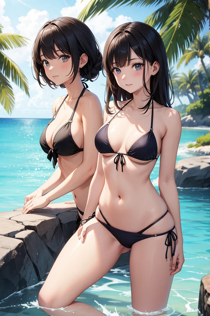 masterpiece, best quality, extremely detailed CG unity 8k wallpaper, Floating on your back in the sea、((赤色のクリスタルSwimwear)), 赤色のクリスタルSwimwear, sunny, blue sky, Outdoor, 斬新なデザインのSwimwear, 色とりどりのSwimwear, Polka dot pattern, Floral,(Tabletop.Highest quality).(Cowboy Shot). (Amazingly detailed CG paintings),(Perfect Image)、smile, smile, Comic Strip, ((Two Girls)), Detailed face、Perfect Face.Delicate face、Textured skin、Colorful hair colors, Cat ear girl、((Beautiful Blue Eyes)).Delicate and beautiful eyes、The eyes are detailed、Reflective Eyes、Watery eye、smile.(Gazing at the audience:1.3).(My face got a little red:0.8)、8k wallpaper、(((Cowboy Shot)))、reflected light、Attention to detail、Complex、Delicate background、Textured skin、Detailed skin、Swimwear, ((カラフルなSwimwear)), リアリスティックなSwimwear, 質感のあるSwimwear, 超高精細なSwimwear, ((Realistic Ocean)), ribbon, Floral, Aloha pattern, One Shoulder, カラフルなSwimwear, クリスタルなSwimwear, Lens flare