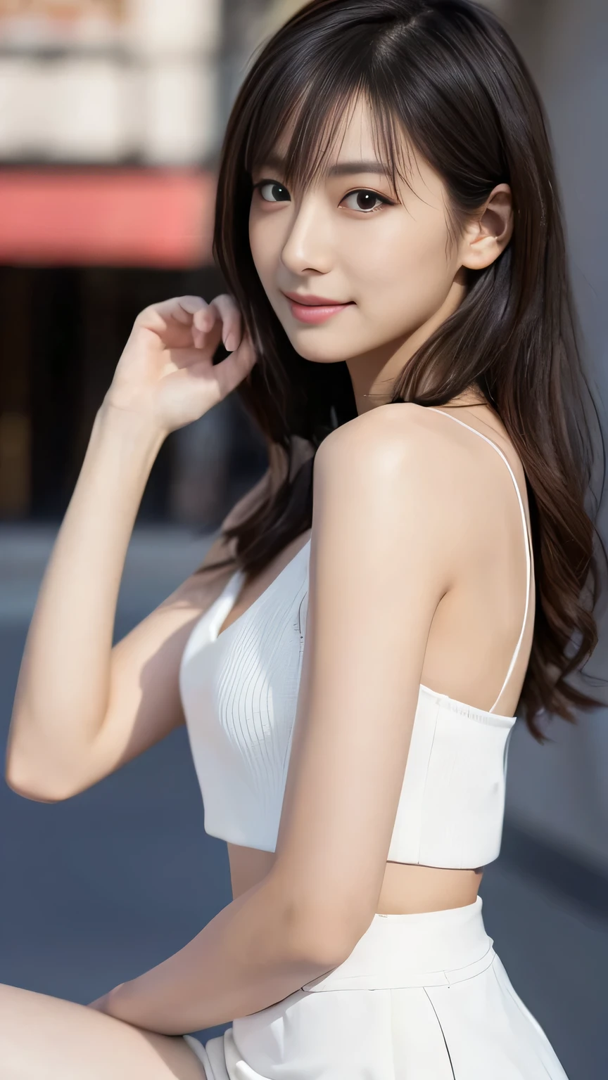 ( Tube top:1.2)、highest quality、highest quality、Realistic、Unity、8k wallpaper、Official Art、Highly detailed CG Unity 8k wallpaper、Very detailed、High resolution、Physically Based Rendering、Very detailed,growing up, finely,1 girl、(Medium Hair)、(smile:1.1)、Slim face、Cute Woman、Very detailedな顔、Fine grain、double eyelid、Kamimei、(Glowing Skin)、(Sunburned skin)、(Realistic Skin)、Blurred Background、(From navel to head)、frontage、Slim face、Morning Park、Professional Lighting、(The light shines on your face:1.5)、The best light,Chest is prominent、((Beautiful belly button、clavicle、Lots of exposure、valley))