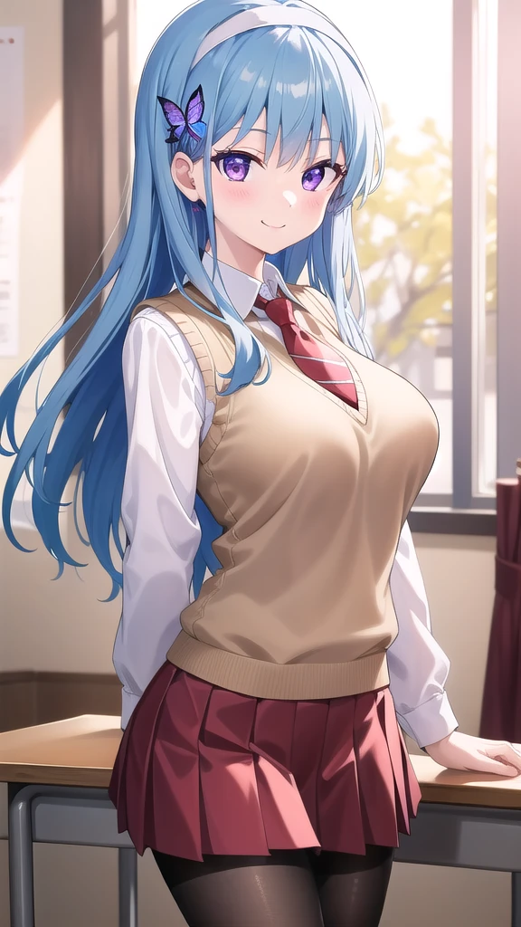 My name is Yukiko.I am a white test woman with long Sky blue hair,red eye color.I am 1.62 cm tall . Dressed in a short white shirt and a very long black skirt with books in my arms,dressed as a kindergarten teacher. With huge breasts measure 200 cm, waist 40 cm and my hips 200 cm