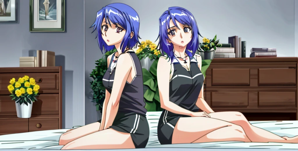 Kagami Hiiragi、Konata Izumi、Two women having fun by the pool、Lewd:1,2、Metamorphosis:1,2、NSFW:1,2、Lesbian Mika:1,2、Grabbing each other's buttocks、kissed、blushes、Wet sleeveless T-shirt、shortpants、anatomically correcte