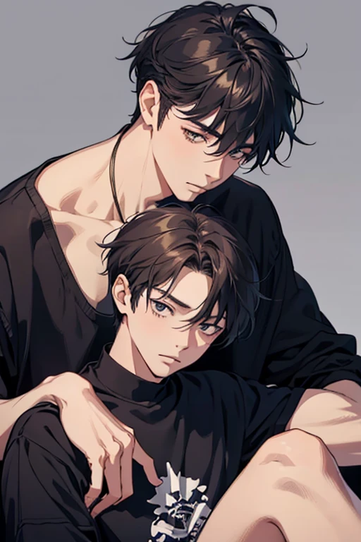 Masterpiece, top quality, two men, adult, in a small speedos, shirtless, abs, kiss on the neck, tall muscles, handsome and delicate eyes, intricate details, clear water, moonlit night, smile, aesthetic, romantic, dreamy, kissing, deep kiss