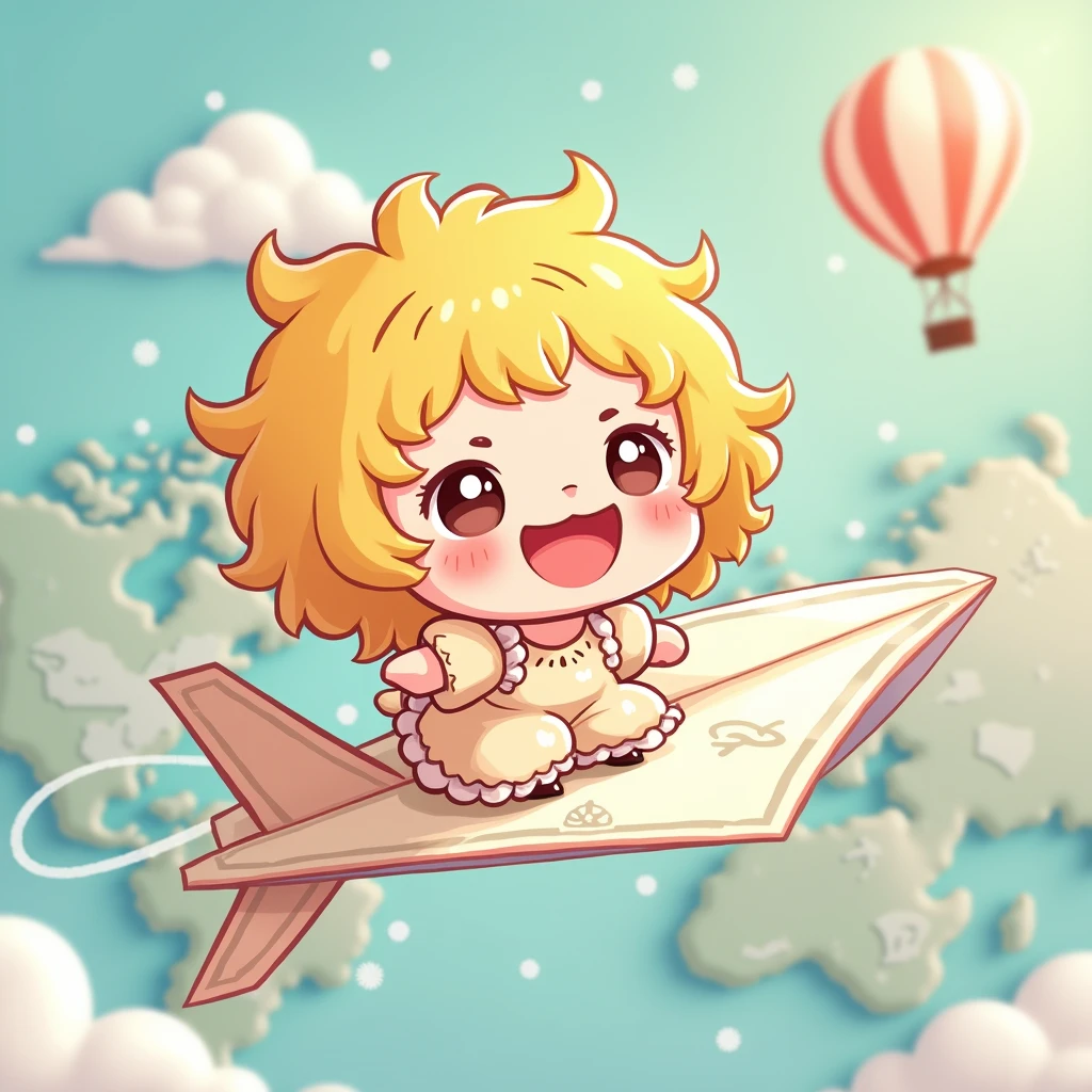 cartoon girl in a plane with a birthday cake and balloons, lofi girl, animation illustrative style, safebooru anime image, lofi artstyle, cute pilot girl, pilot girl, lofi art, chibi, lofi, official fanart, still from tv anime, character is flying, 8 k cartoon illustration, lofi feel, [ floating ]!!